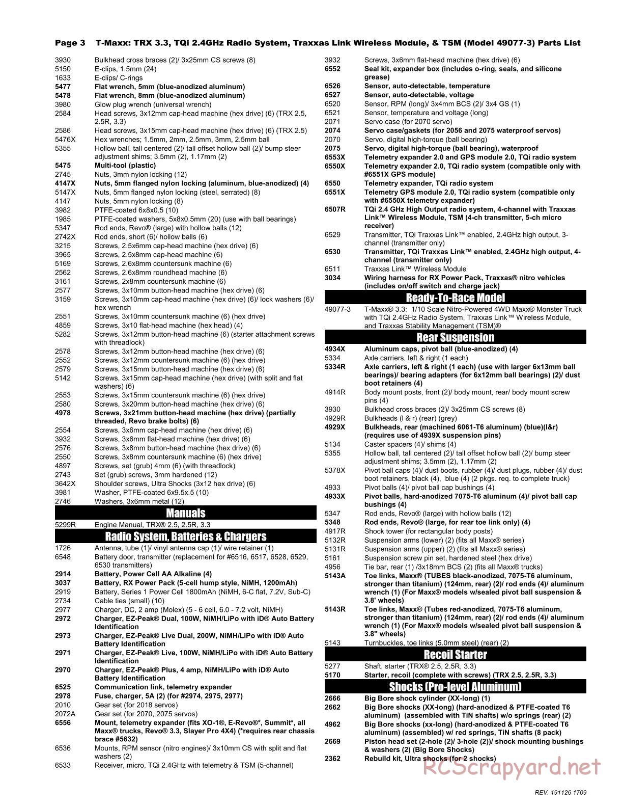 Traxxas - T-Maxx 3.3 TSM - Parts List - Page 3