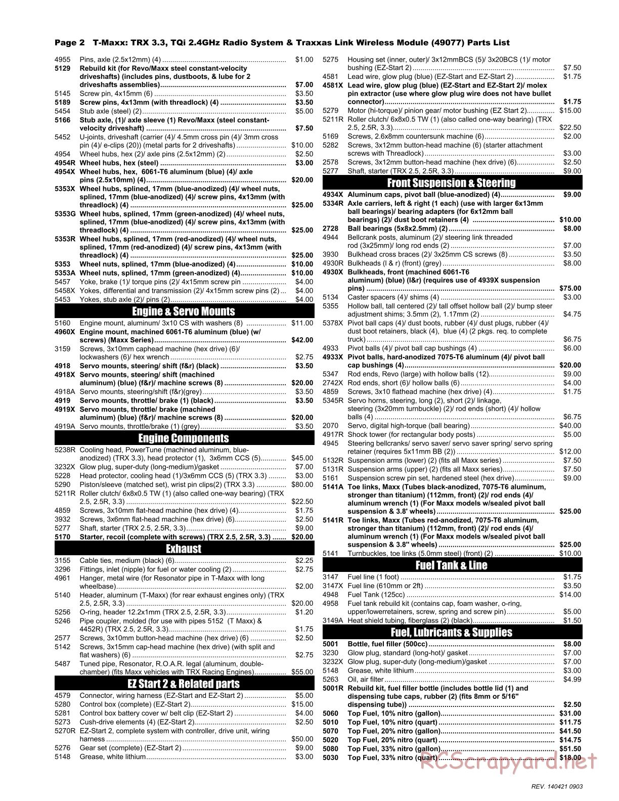 Traxxas - T-Maxx 3.3 (2014) - Parts List - Page 2