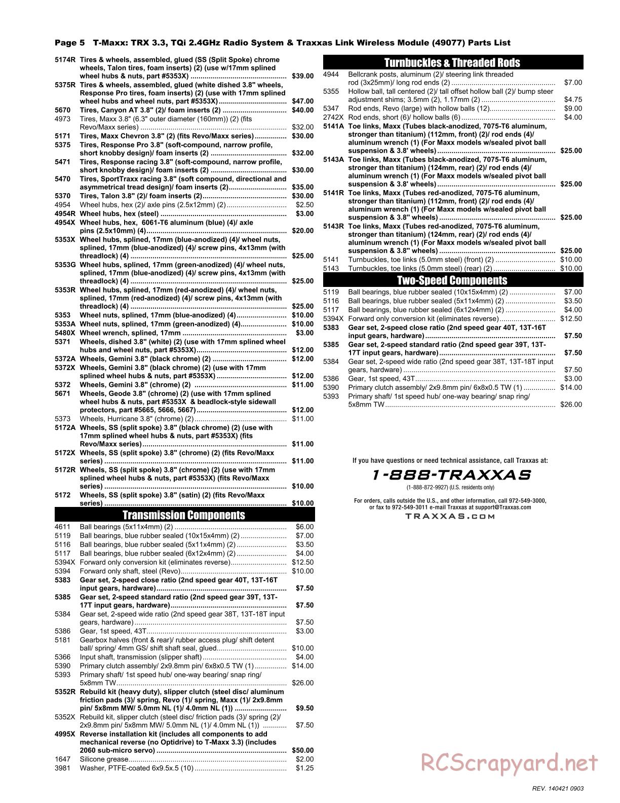 Traxxas - T-Maxx 3.3 (2014) - Parts List - Page 5