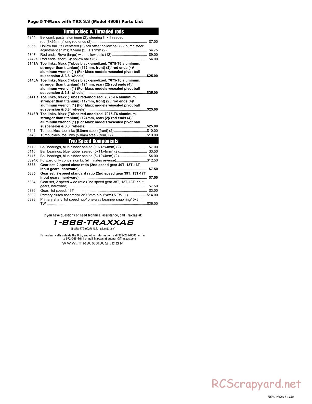 Traxxas - T-Maxx 3.3 (2008) - Parts List - Page 5