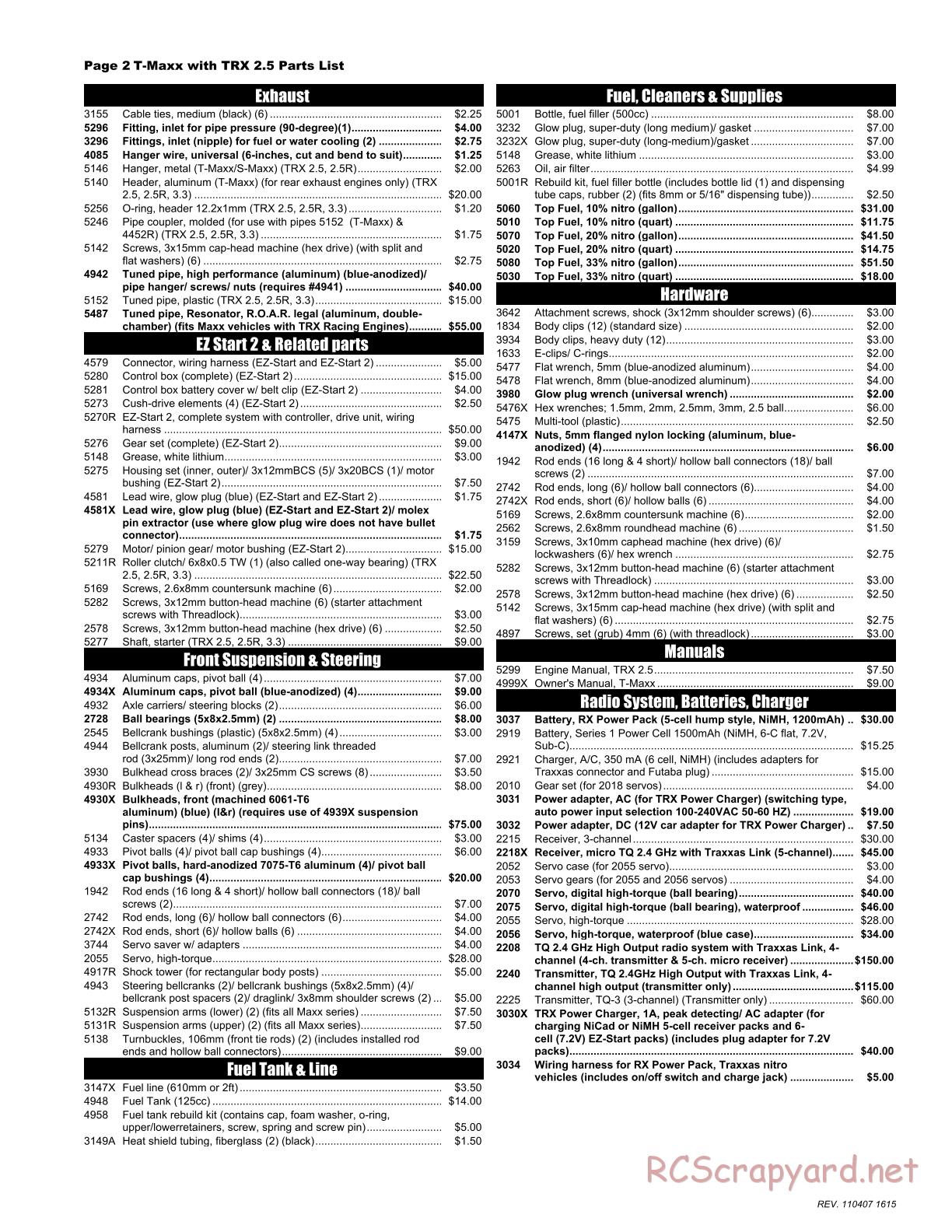 Traxxas - T-Maxx Classic (2008) - Parts List - Page 2