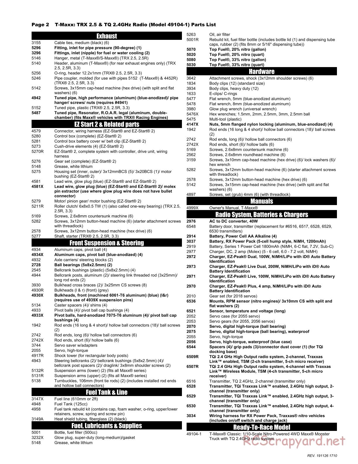 Traxxas - T-Maxx Classic - Parts List - Page 2