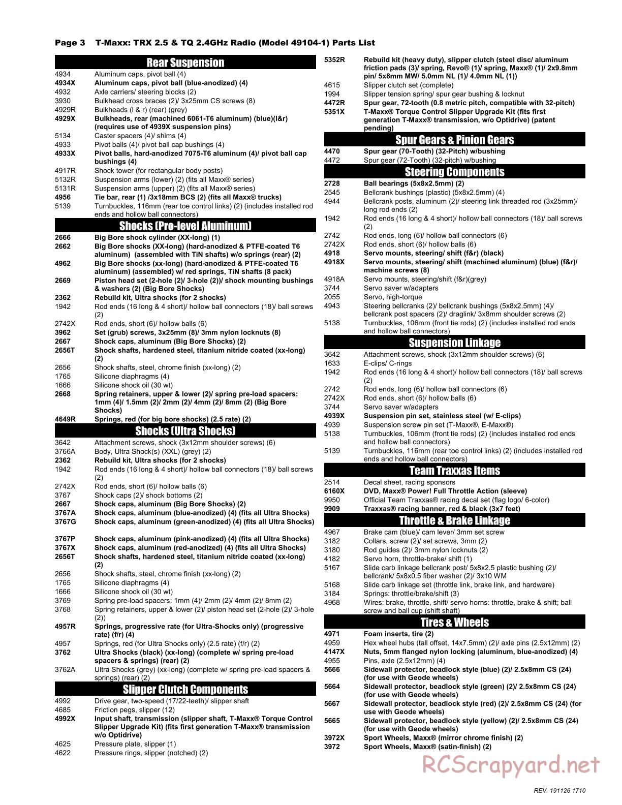 Traxxas - T-Maxx Classic - Parts List - Page 3