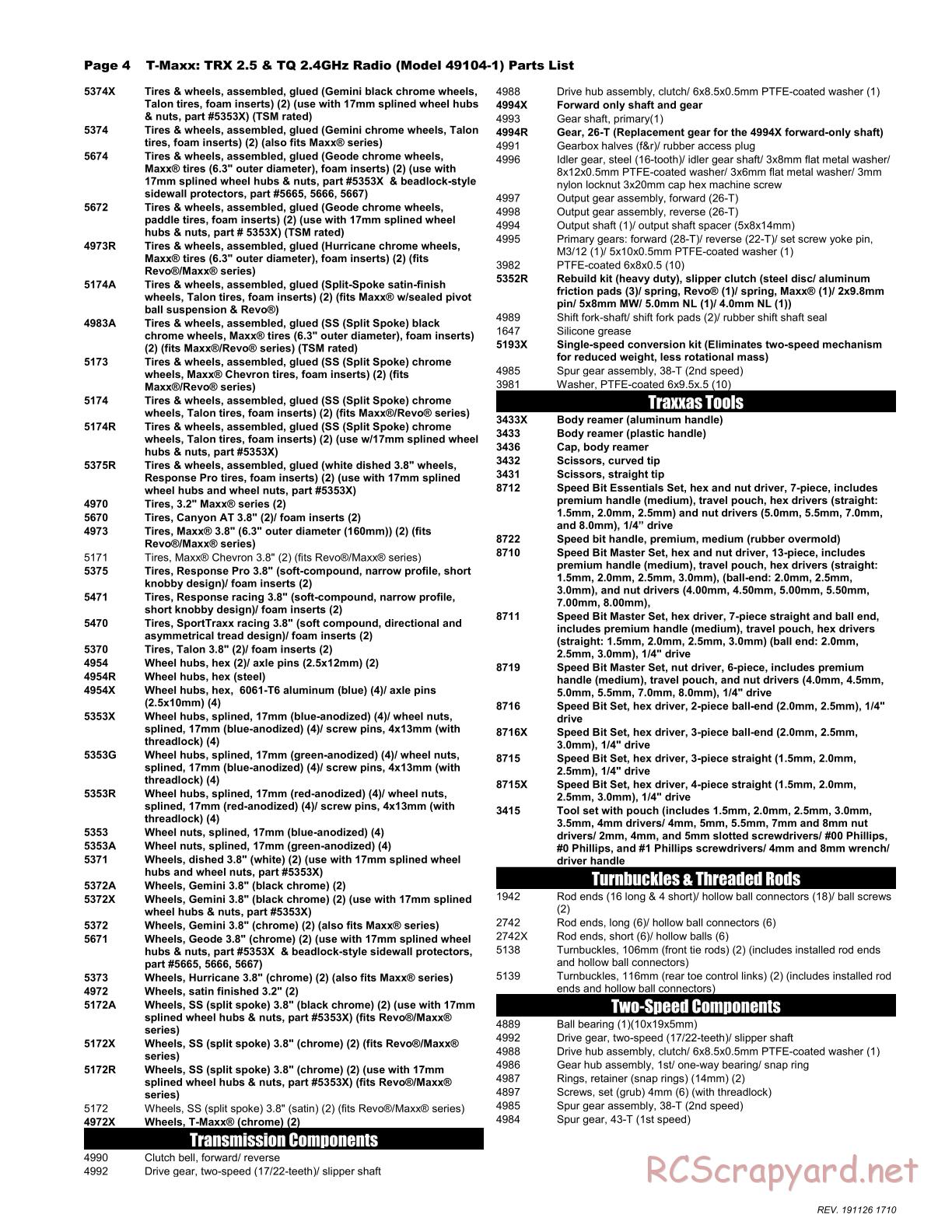 Traxxas - T-Maxx Classic - Parts List - Page 4