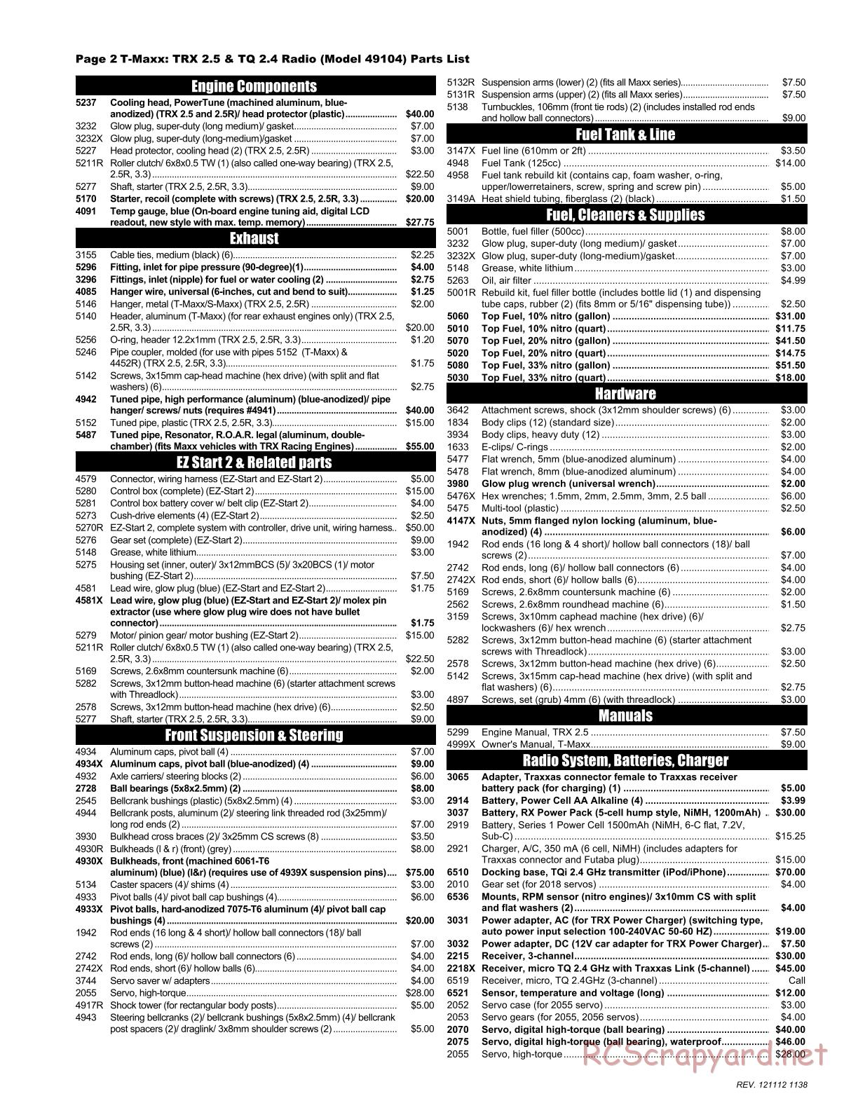 Traxxas - T-Maxx Classic (2013) - Parts List - Page 2