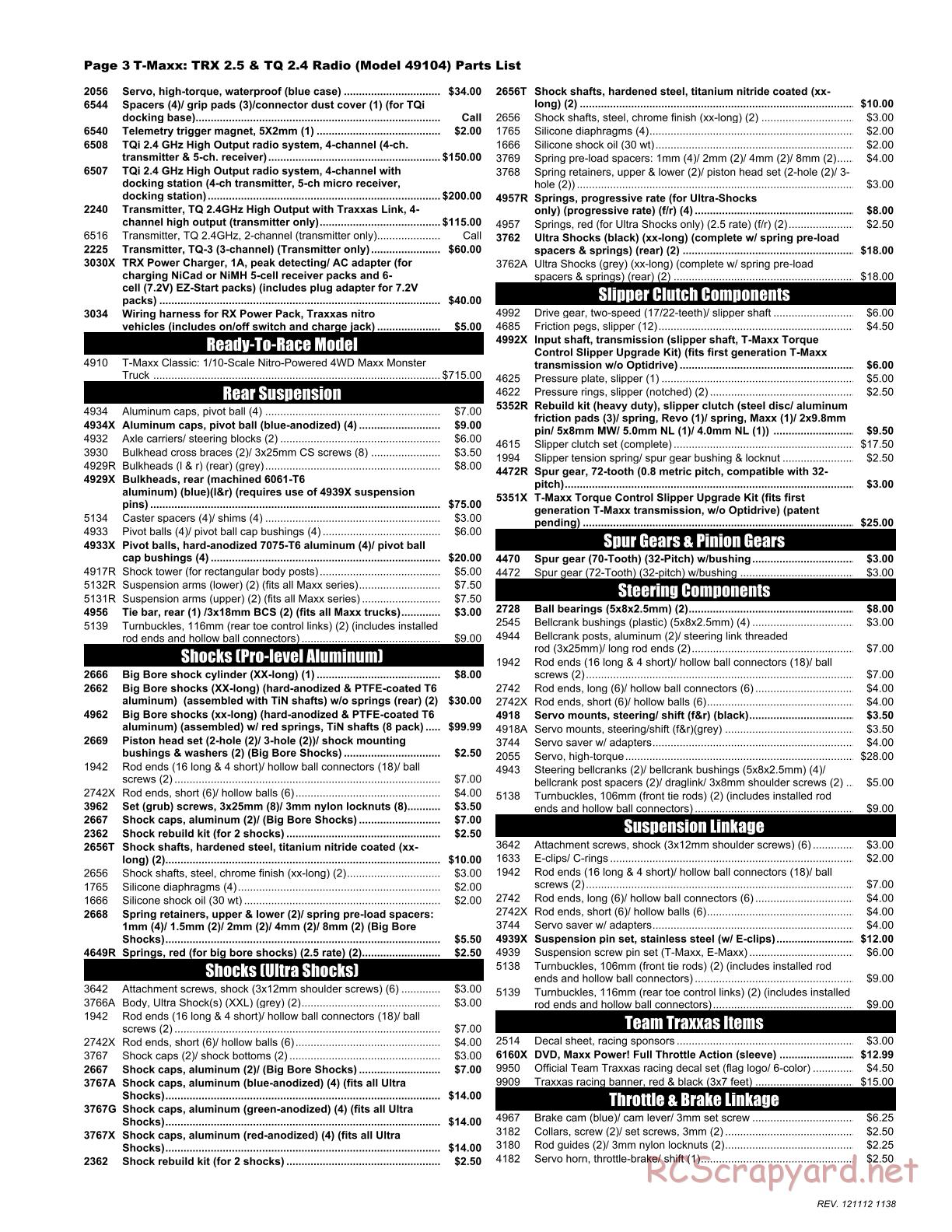 Traxxas - T-Maxx Classic (2013) - Parts List - Page 3