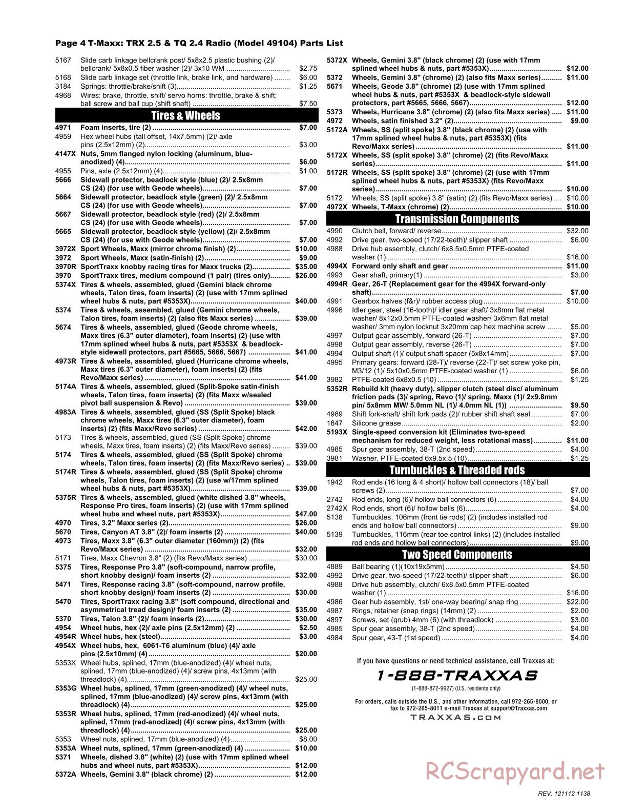 Traxxas - T-Maxx Classic (2013) - Parts List - Page 4