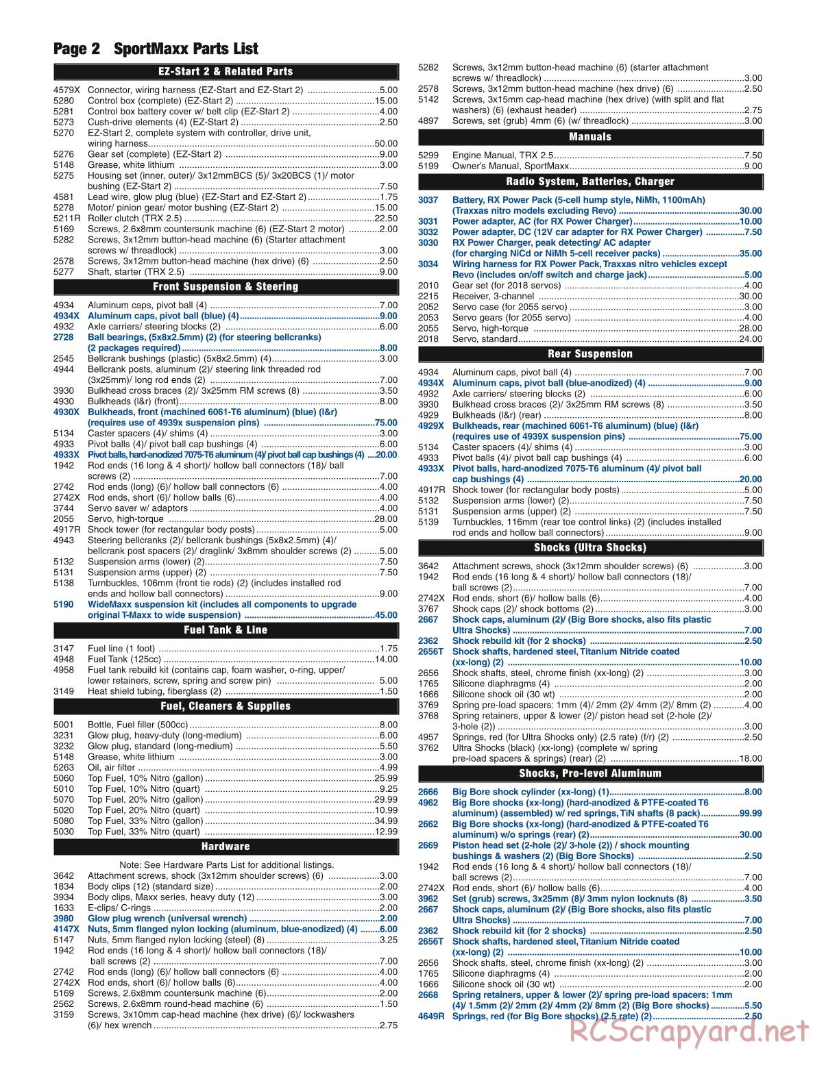 Traxxas - Sportmaxx (2002) - Parts List - Page 2