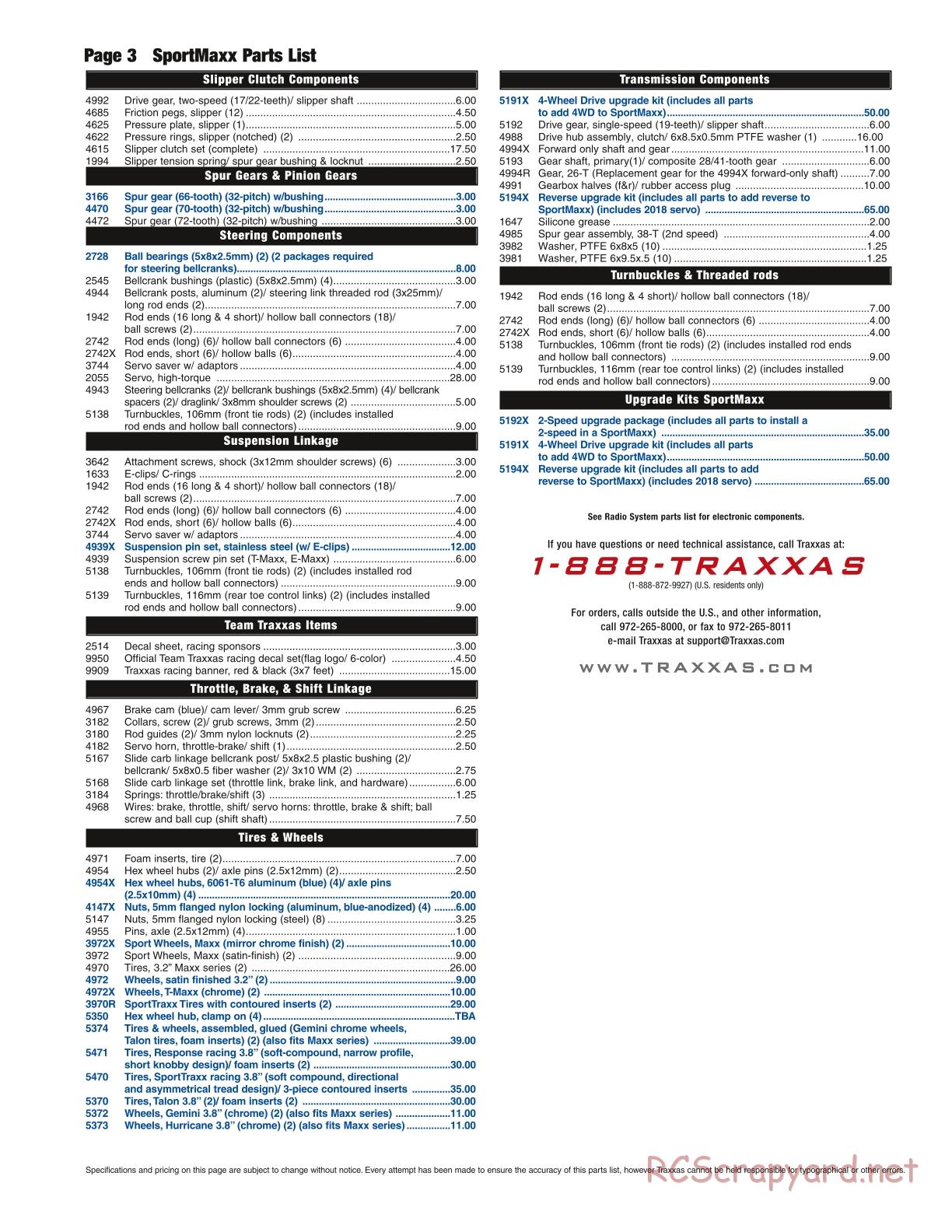 Traxxas - Sportmaxx (2002) - Parts List - Page 3