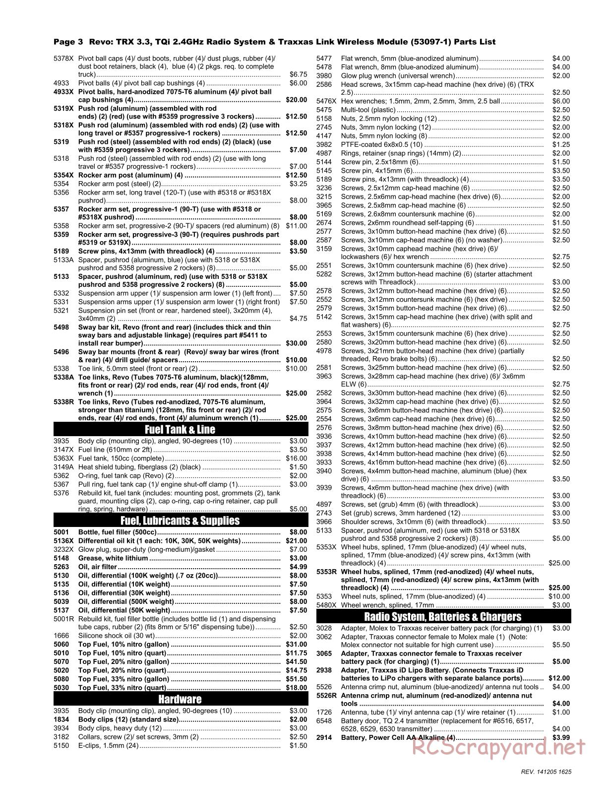 Traxxas - Revo 3.3 (2015) - Parts List - Page 3