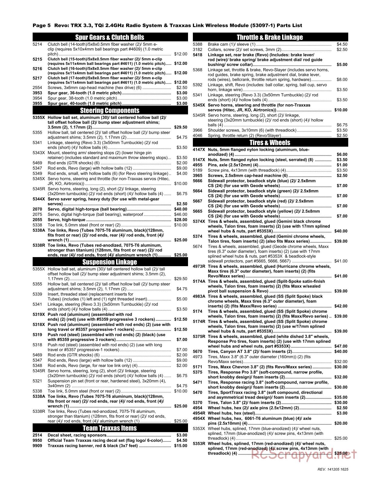 Traxxas - Revo 3.3 (2015) - Parts List - Page 5