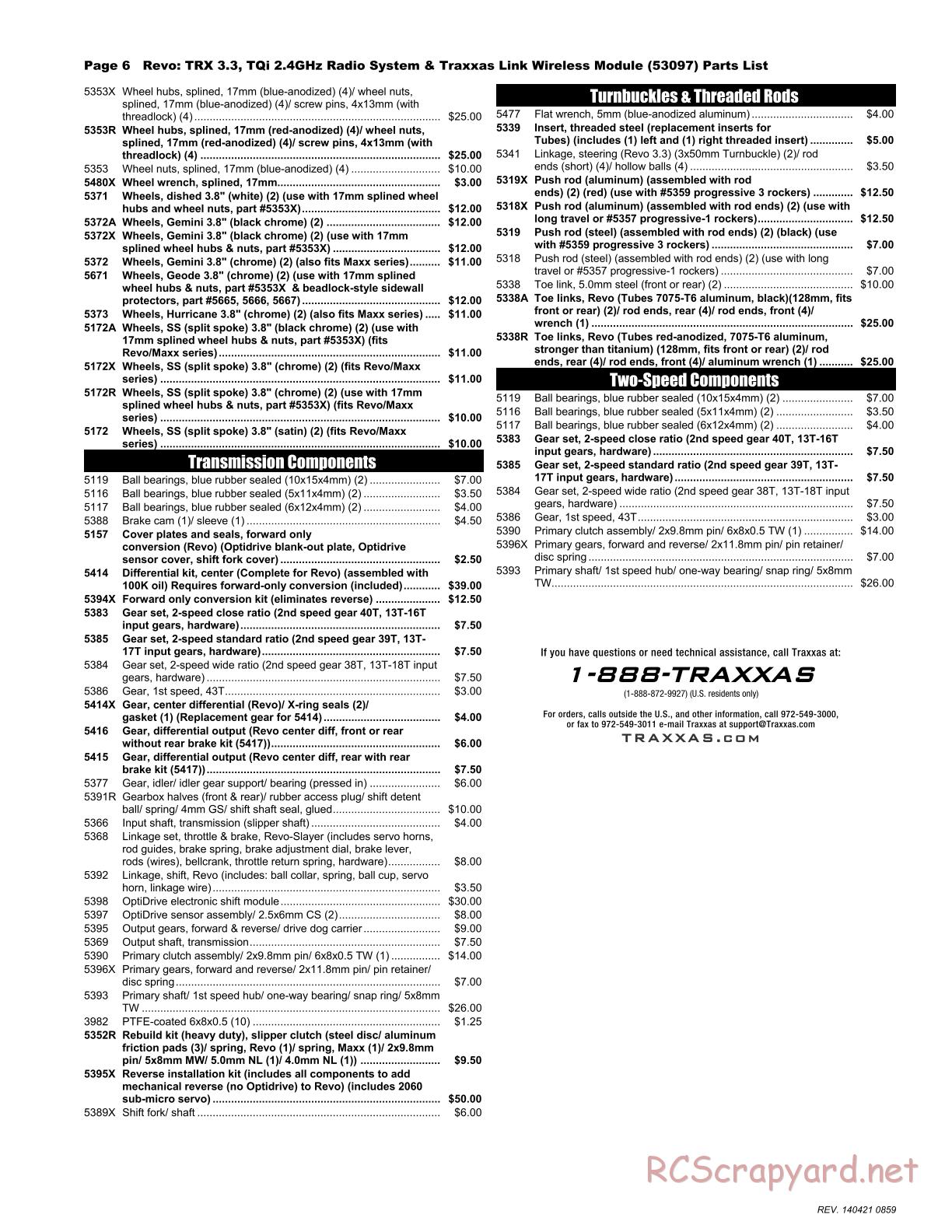 Traxxas - Revo 3.3 (2014) - Parts List - Page 6