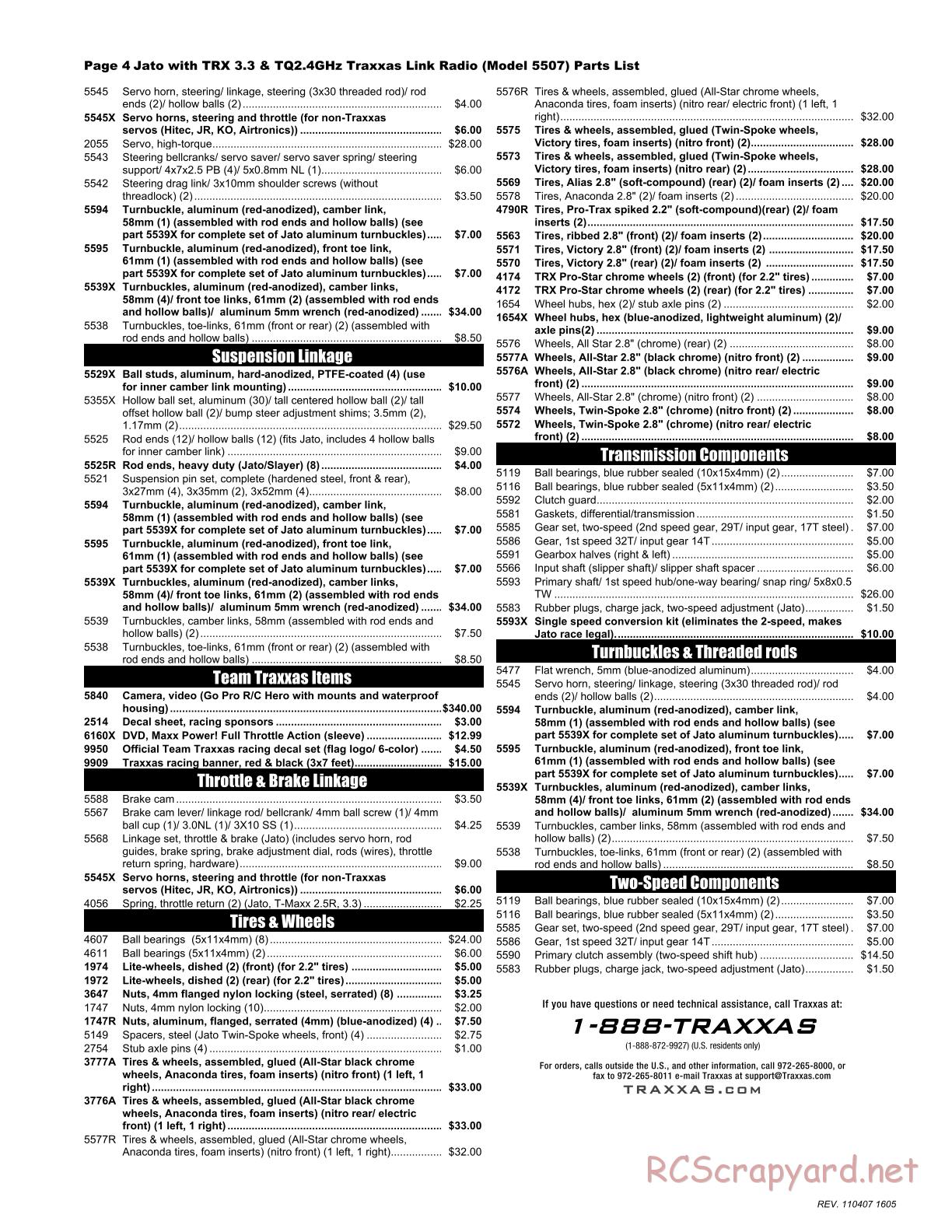 Traxxas - Jato 3.3 (2010) - Parts List - Page 4