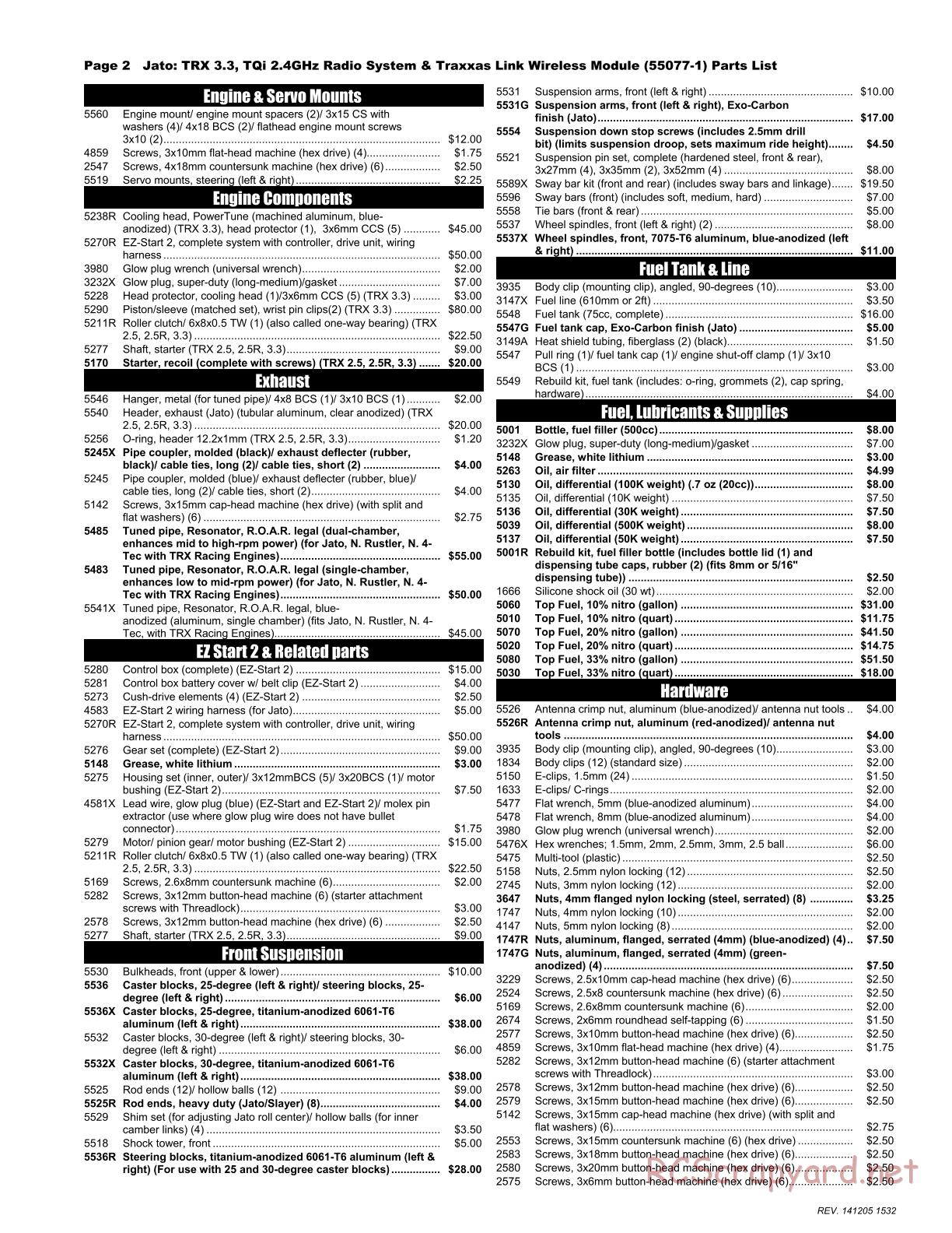 Traxxas - Jato 3.3 (2015) - Parts List - Page 2