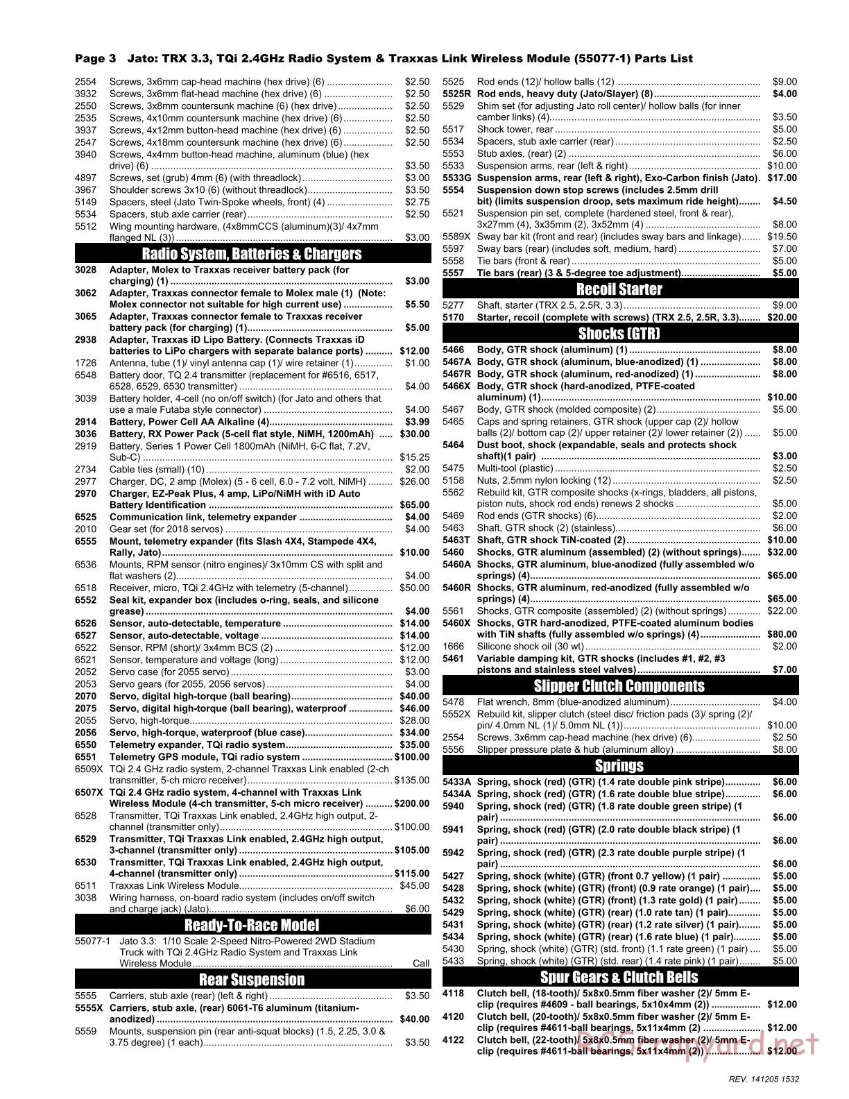 Traxxas - Jato 3.3 (2015) - Parts List - Page 3