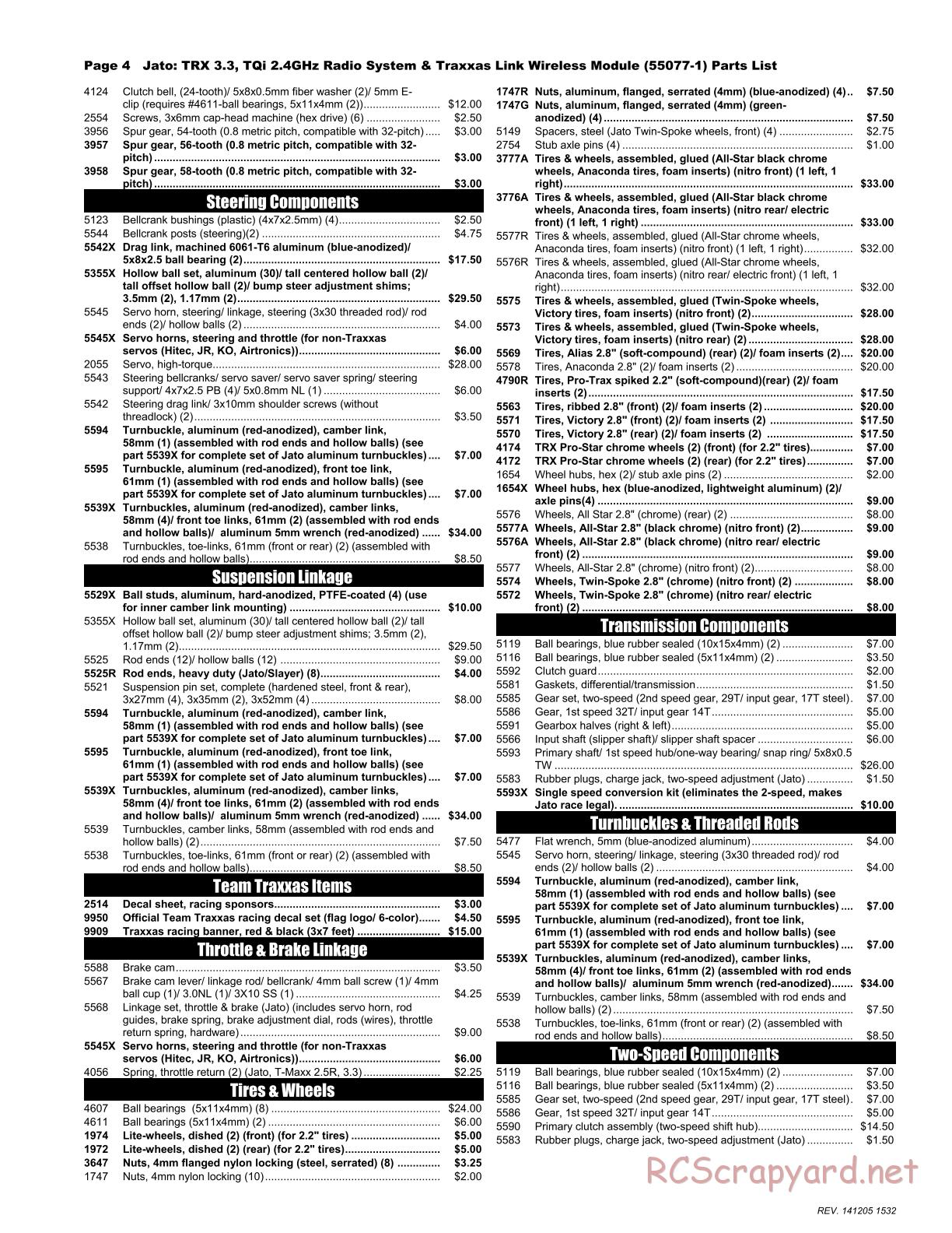 Traxxas - Jato 3.3 (2015) - Parts List - Page 4