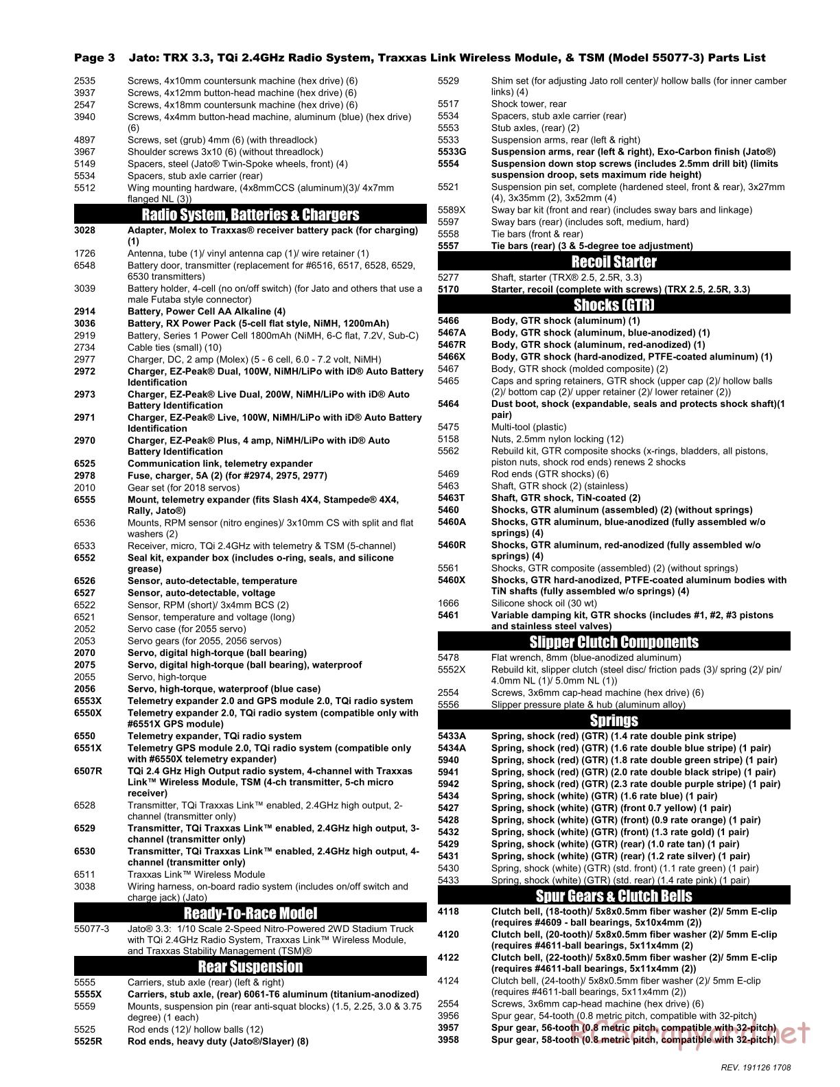 Traxxas - Jato 3.3 TSM - Parts List - Page 3