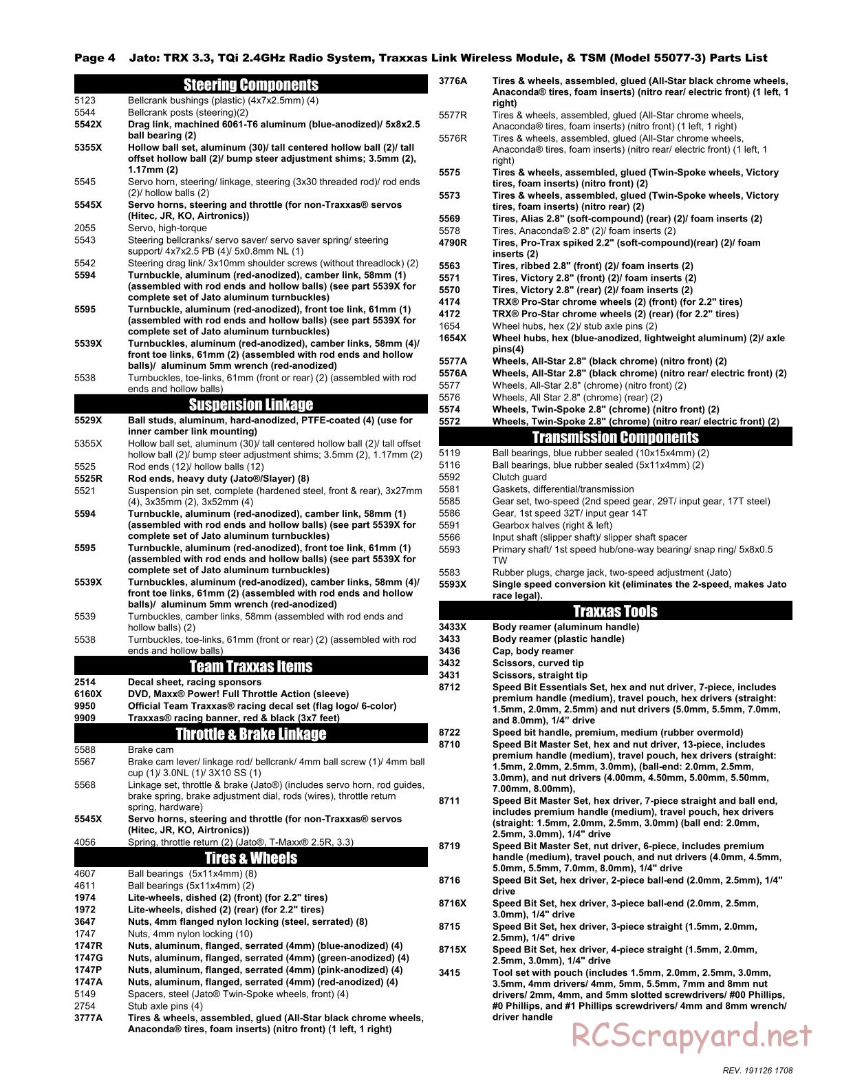 Traxxas - Jato 3.3 TSM - Parts List - Page 4