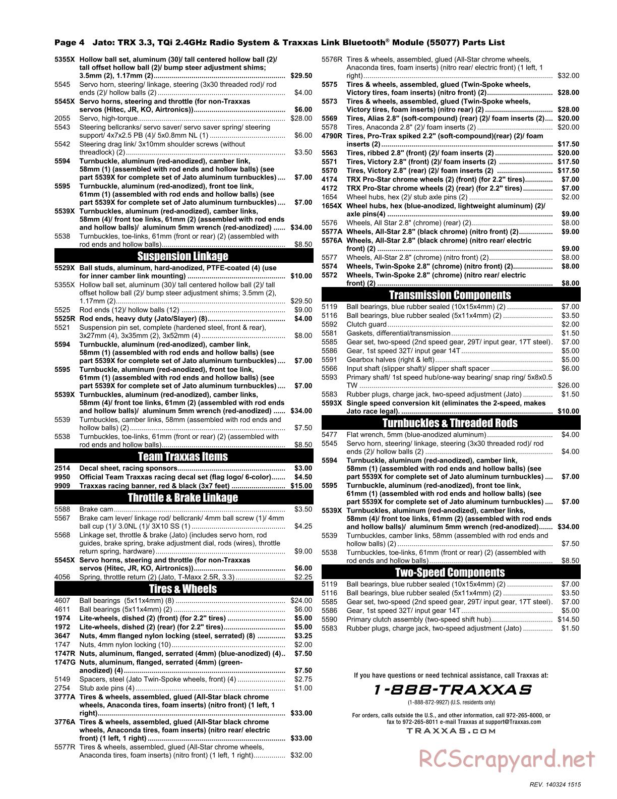 Traxxas - Jato 3.3 (2014) - Parts List - Page 4
