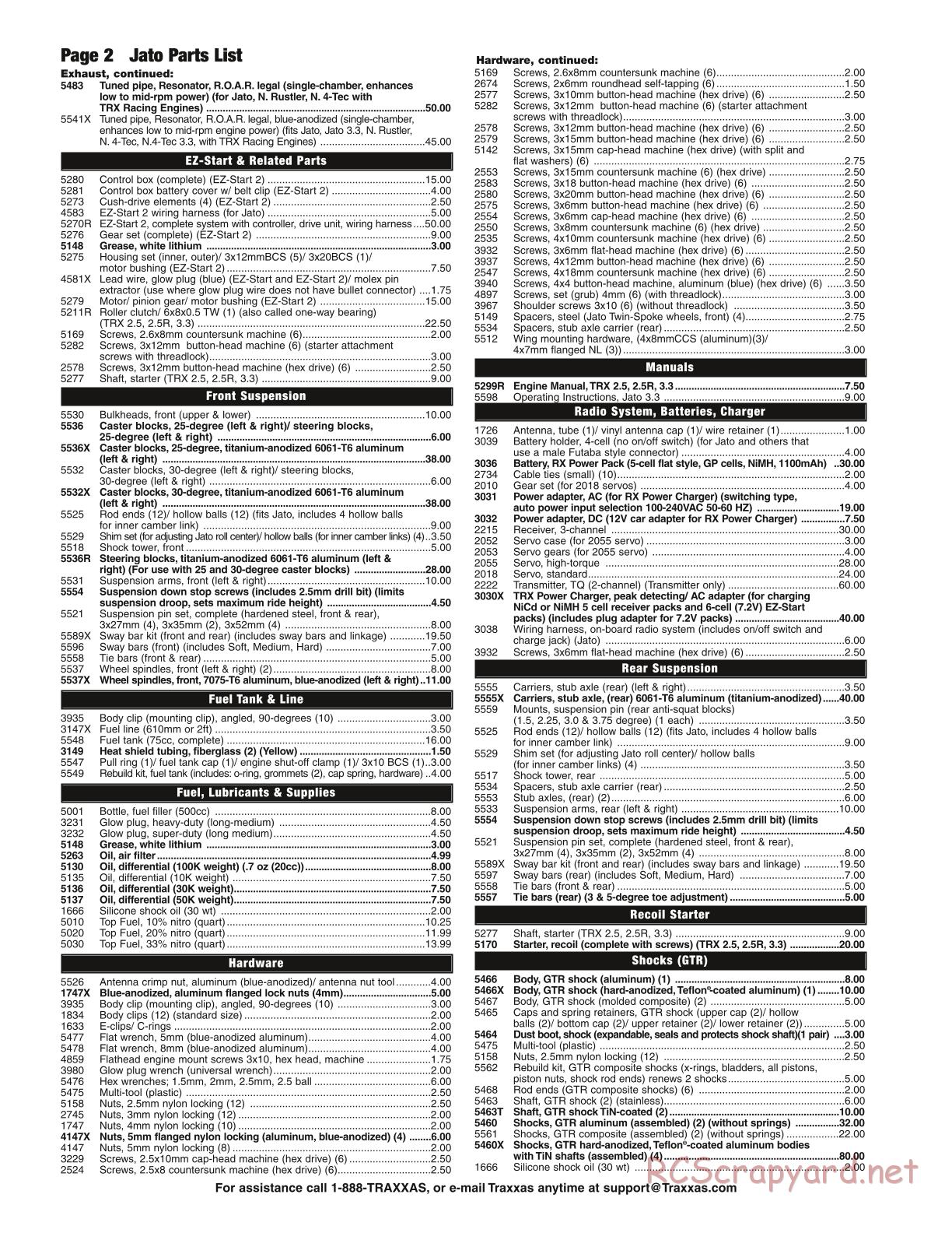 Traxxas - Jato 3.3 (2006) - Parts List - Page 2