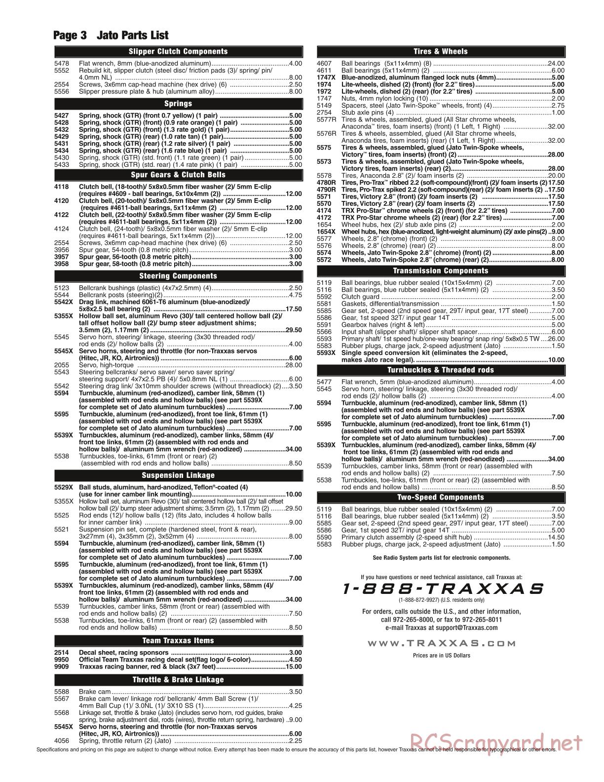 Traxxas - Jato 3.3 (2006) - Parts List - Page 3