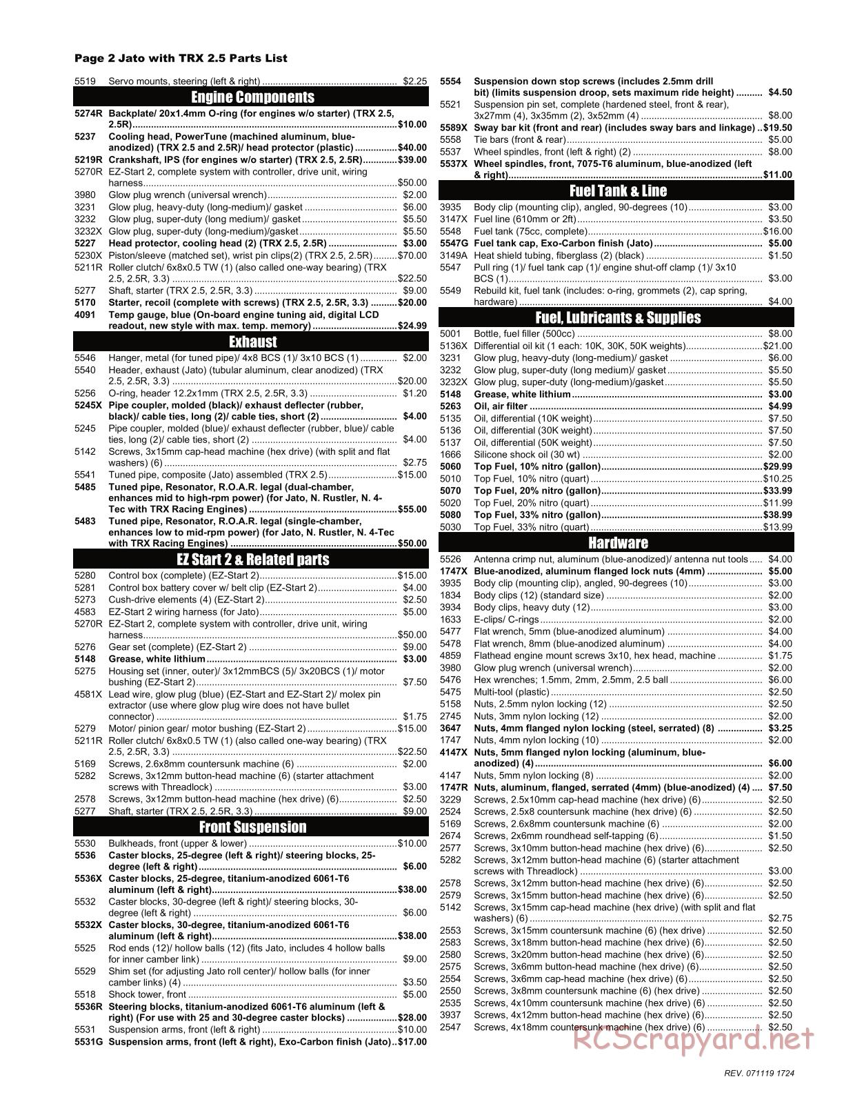 Traxxas - Jato 2.5 (2005) - Parts List - Page 2