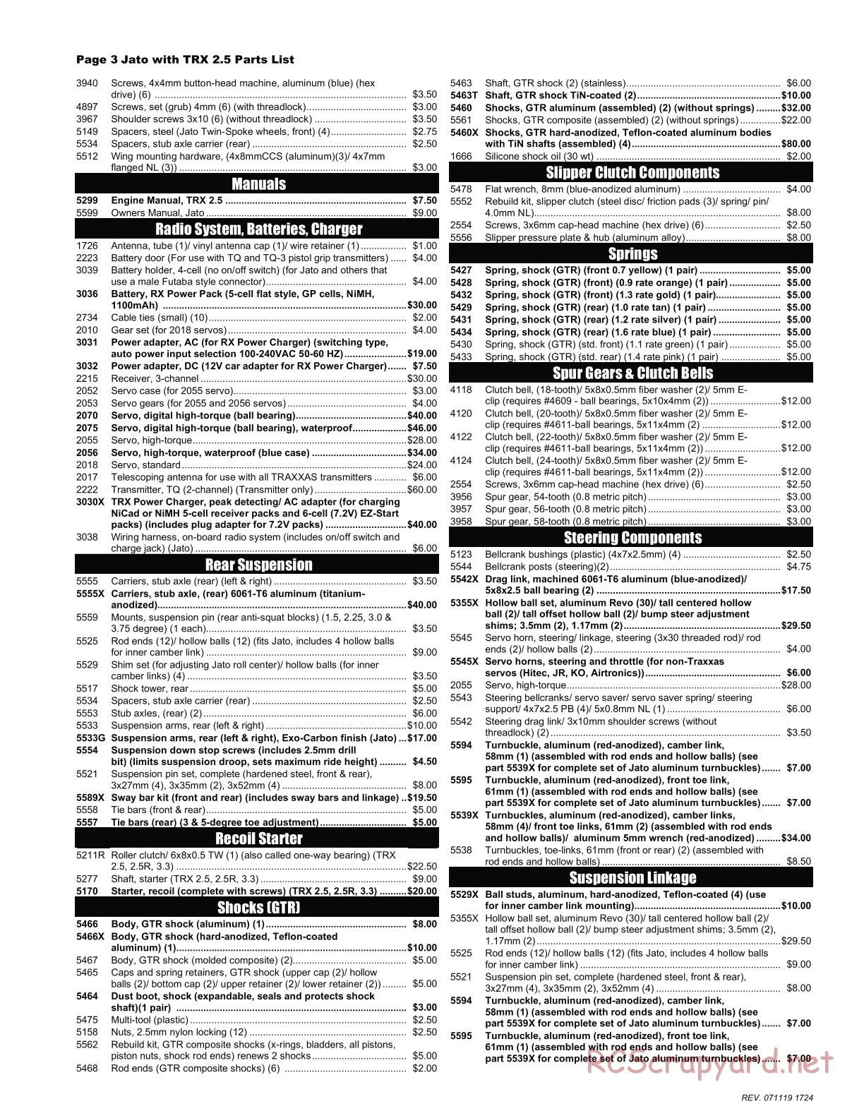 Traxxas - Jato 2.5 (2005) - Parts List - Page 3