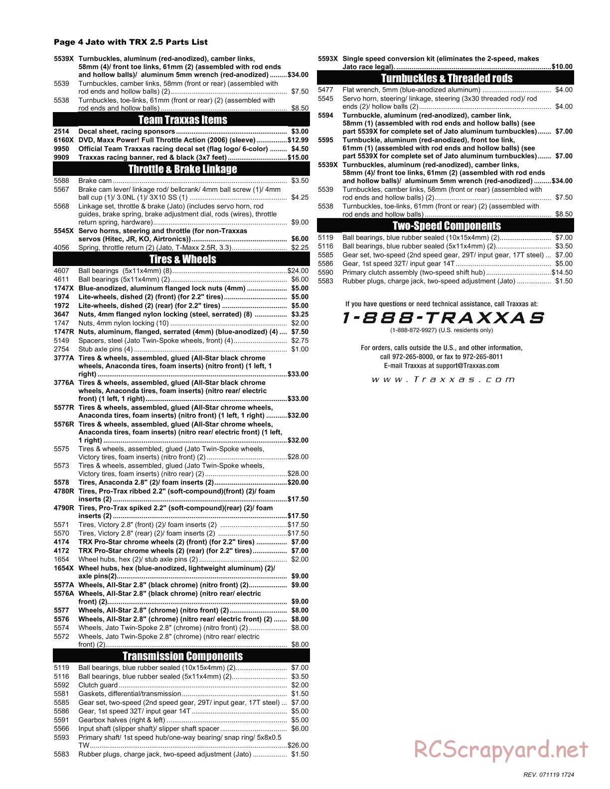 Traxxas - Jato 2.5 (2005) - Parts List - Page 4