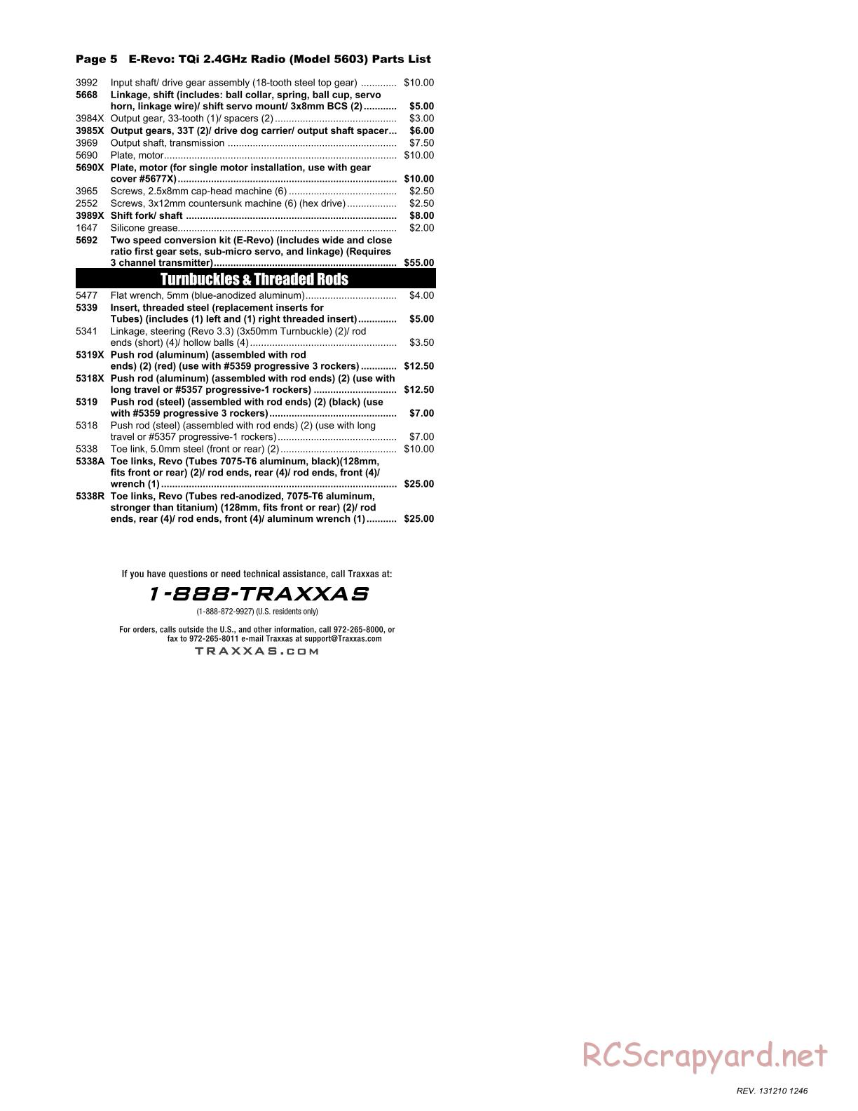 Traxxas - E-Revo (2010) - Parts List - Page 5
