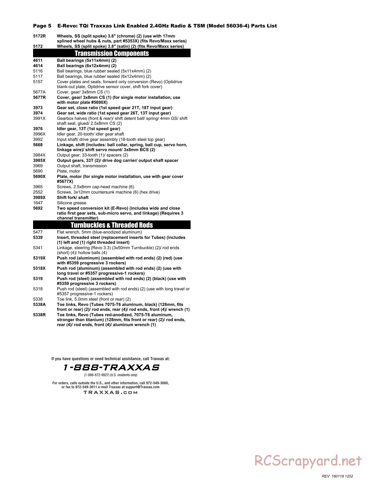 Traxxas - E-Revo TSM (2016) - Parts List - Page 5