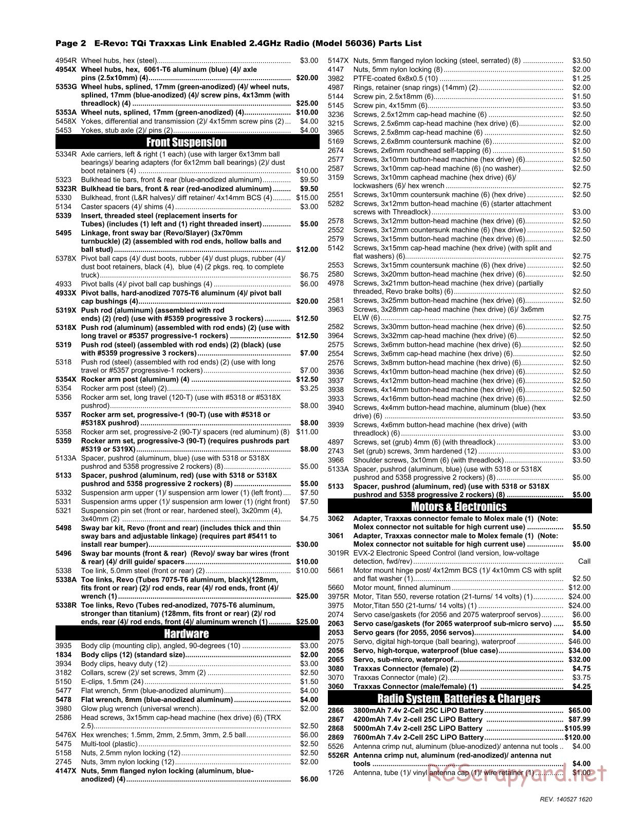 Traxxas - E-Revo (2014) - Parts List - Page 2