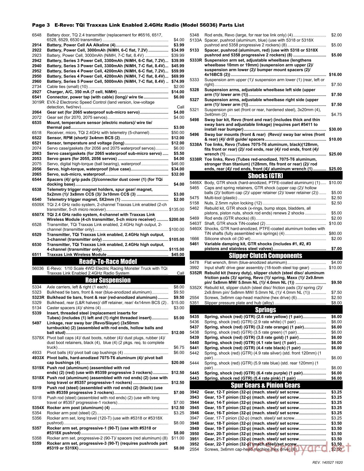 Traxxas - E-Revo (2014) - Parts List - Page 3