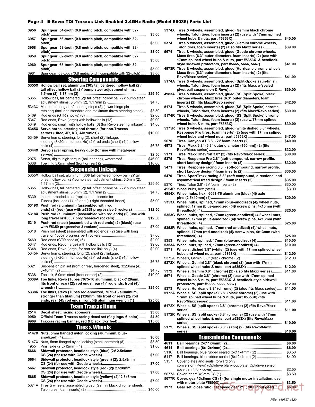 Traxxas - E-Revo (2014) - Parts List - Page 4