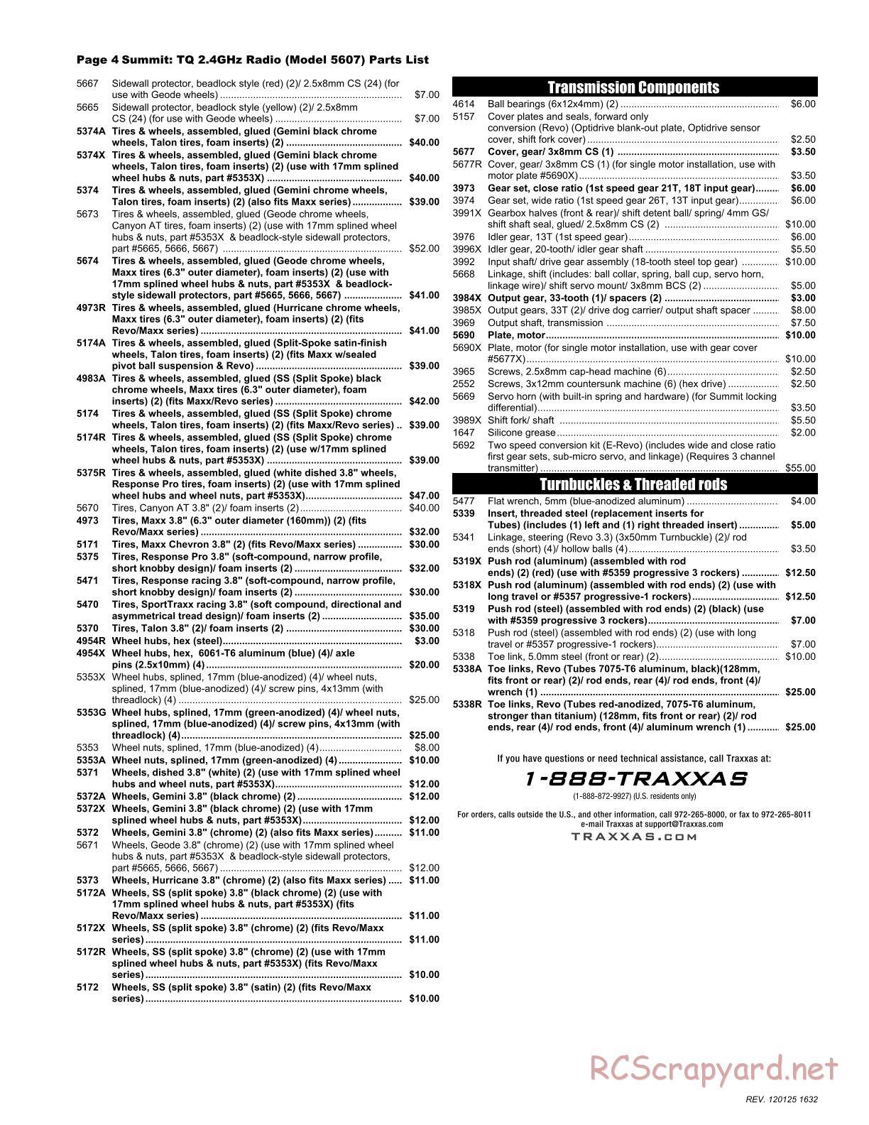 Traxxas - Summit - Parts List - Page 4