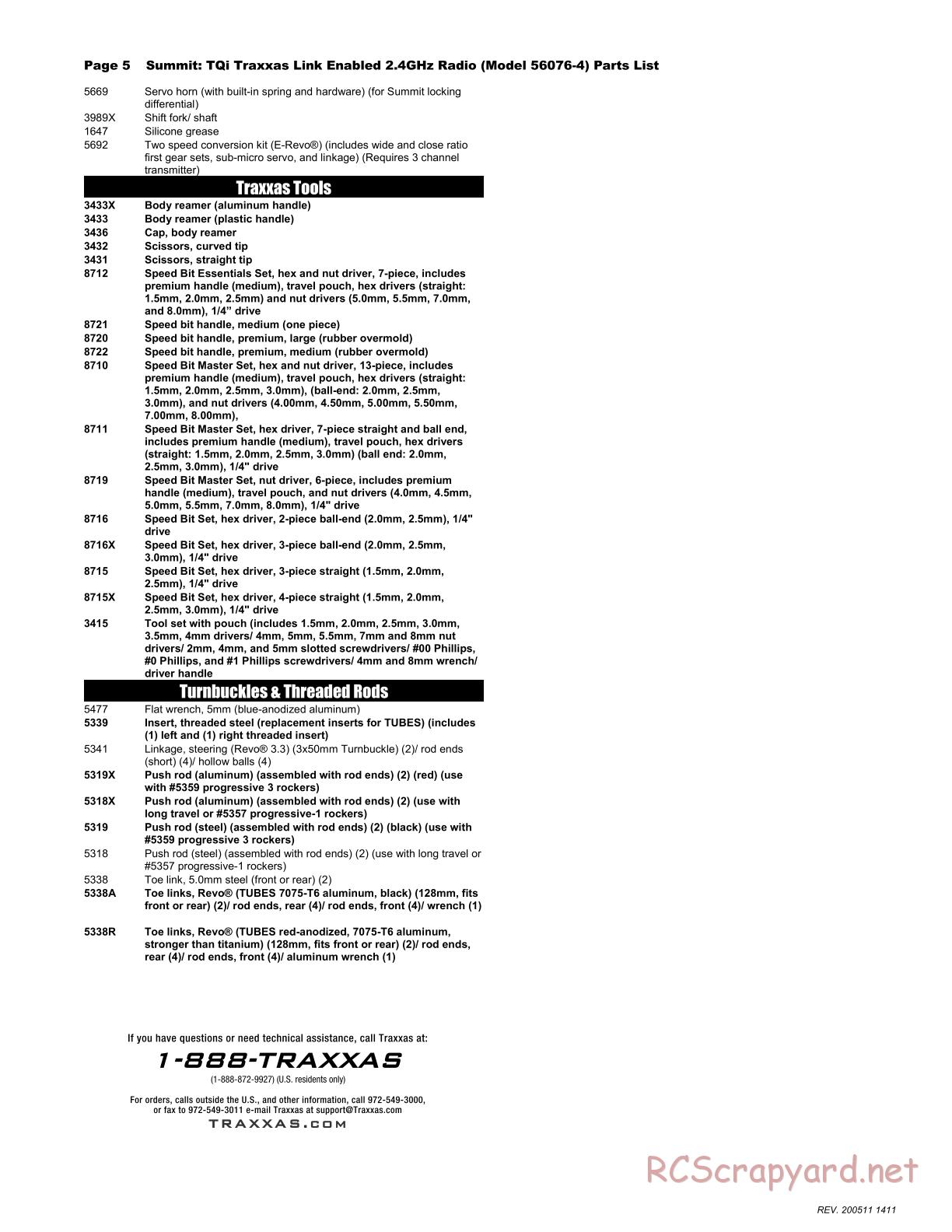 Traxxas - Summit - Parts List - Page 5