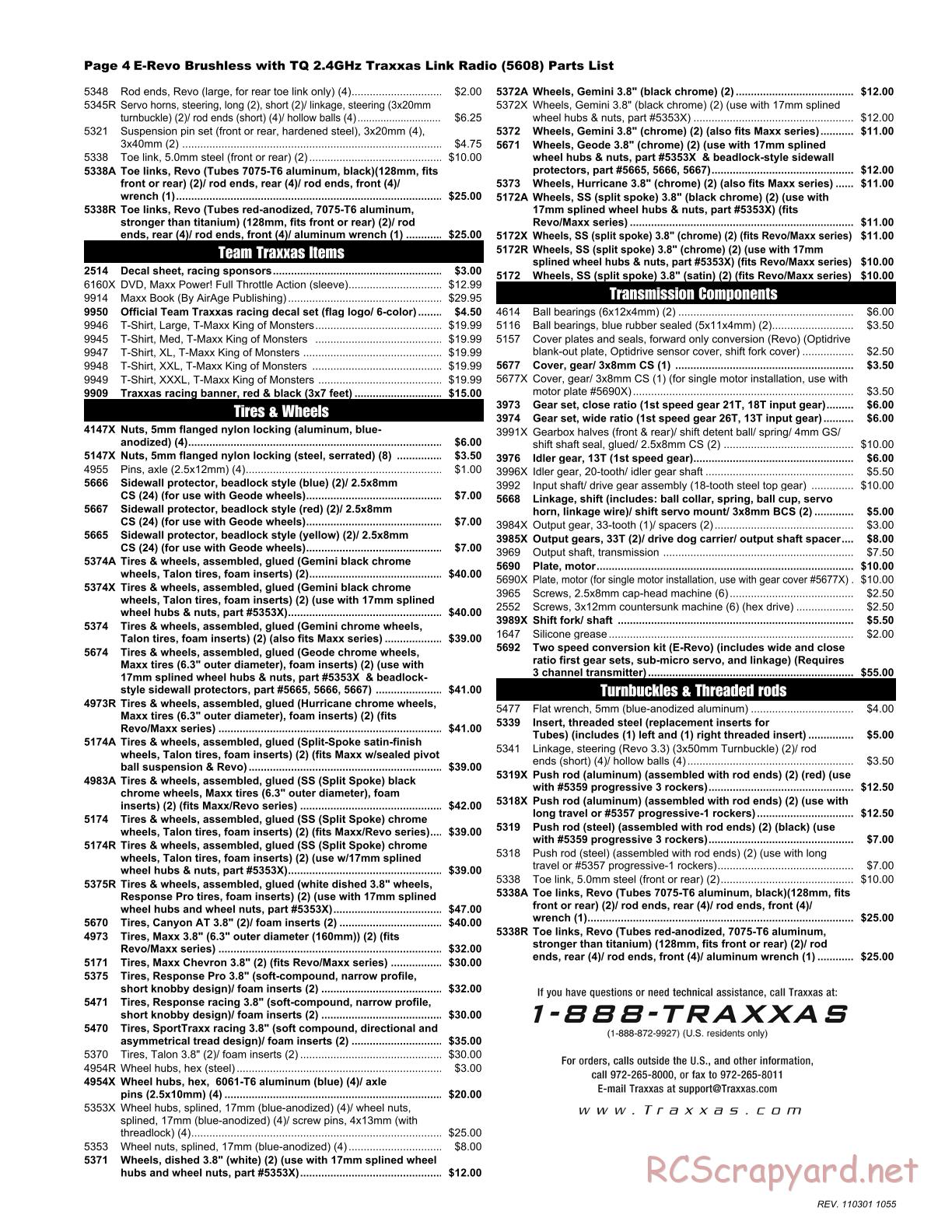 Traxxas - E-Revo Brushless (2009) - Parts List - Page 4