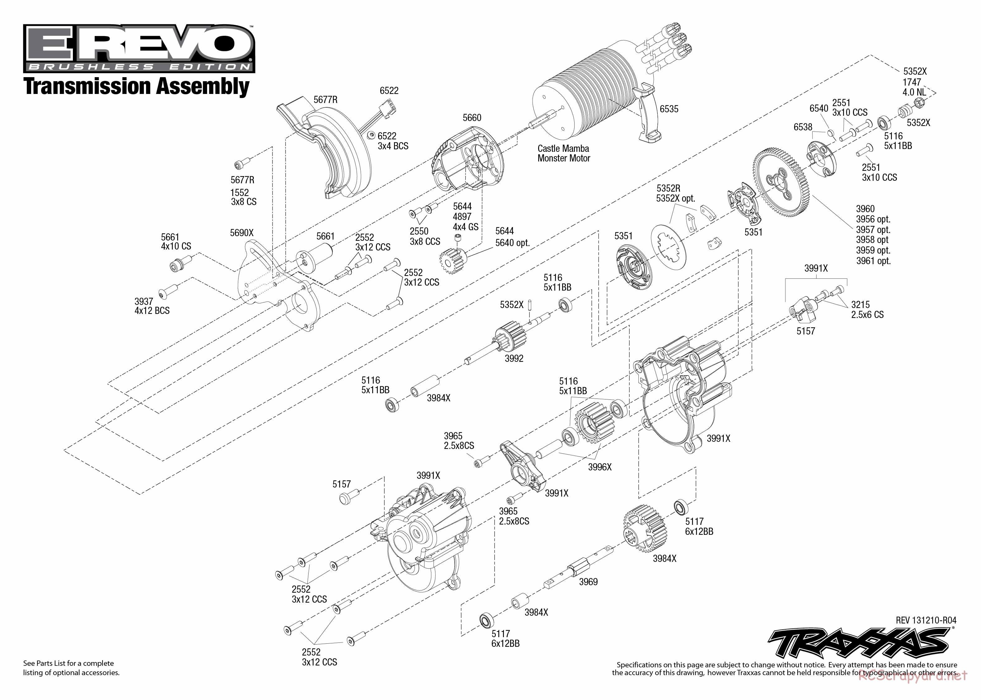 Traxxas - E-Revo Brushless (2009) - Exploded Views - Page 4