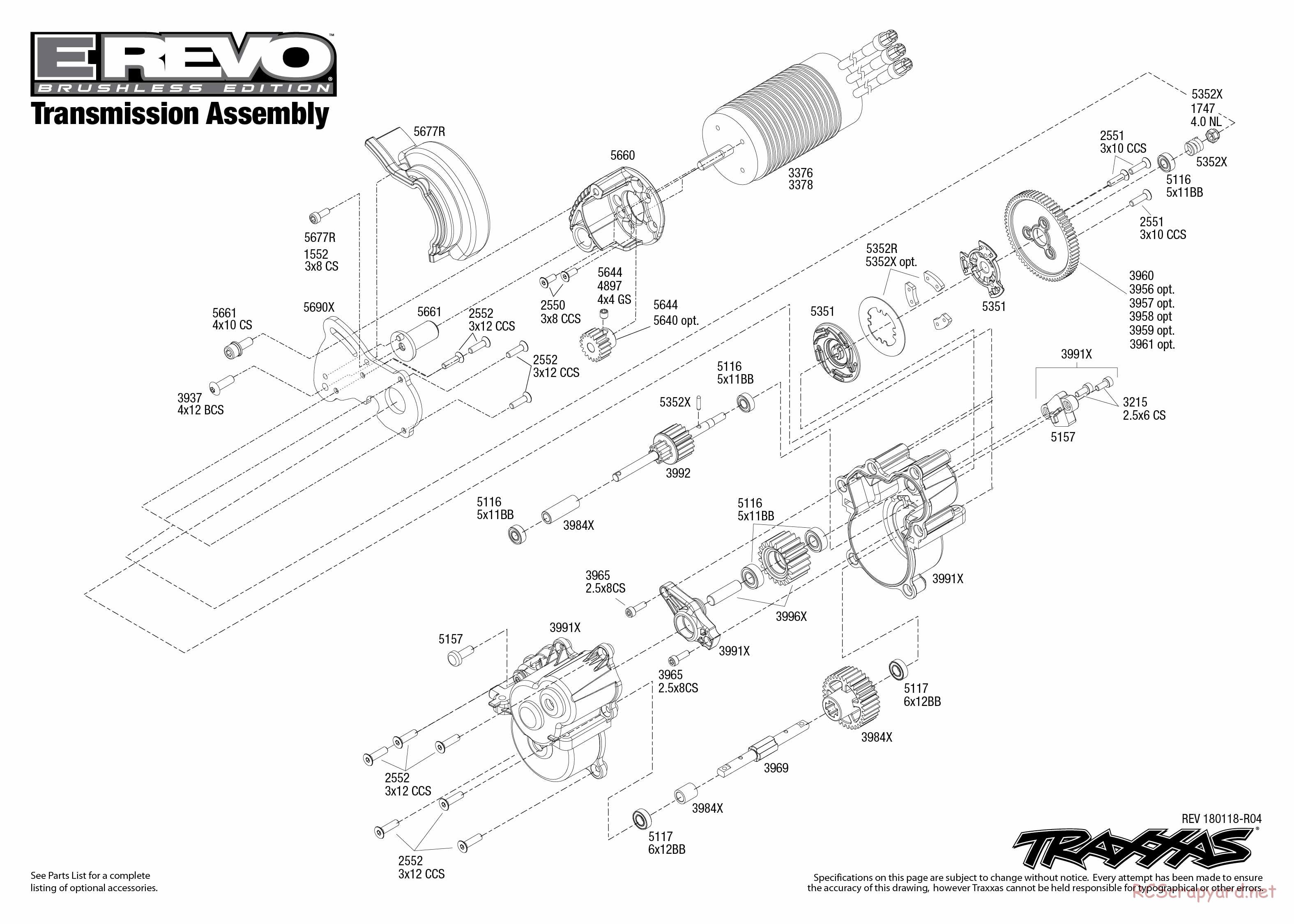 Traxxas - E-Revo Brushless TSM (2016) - Exploded Views - Page 4