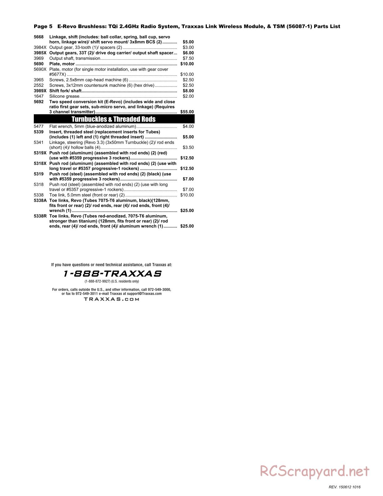 Traxxas - E-Revo Brushless TSM - Parts List - Page 5
