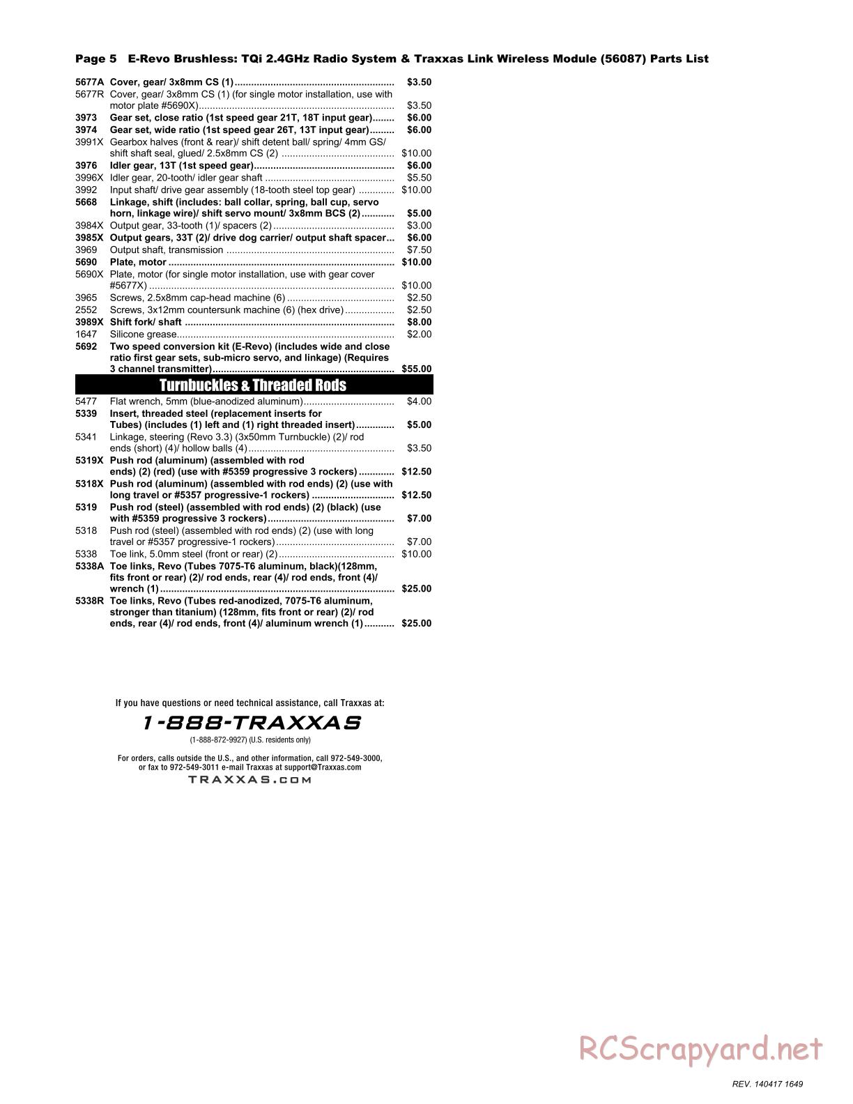 Traxxas - E-Revo Brushless (2014) - Parts List - Page 5