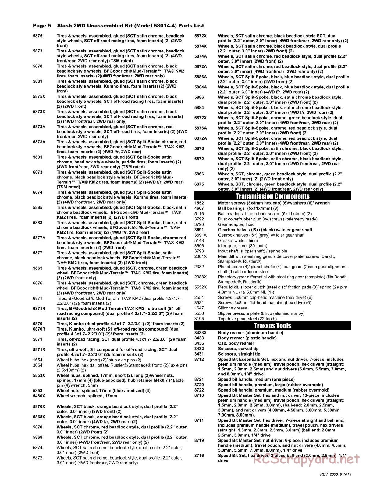 Traxxas - Slash 2WD - Parts List - Page 5