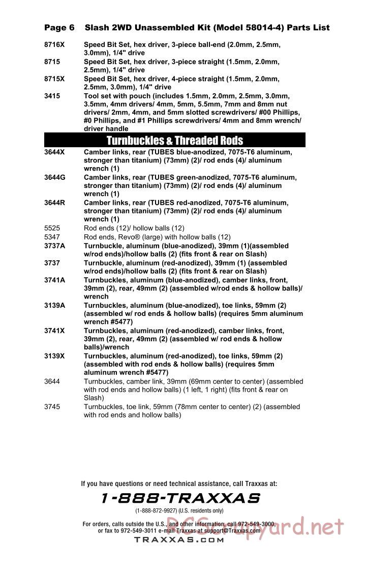 Traxxas - Slash 2WD - Parts List - Page 6