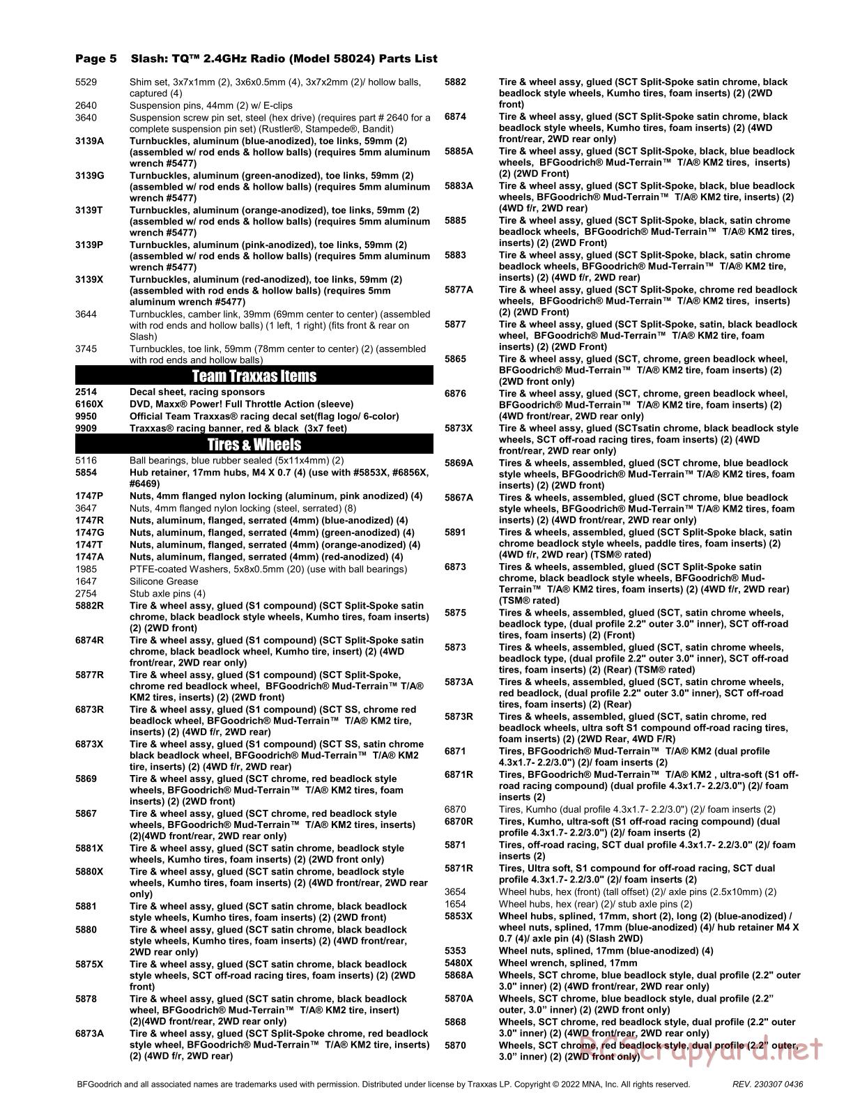 Traxxas - Slash 2WD (2012) - Parts List - Page 5