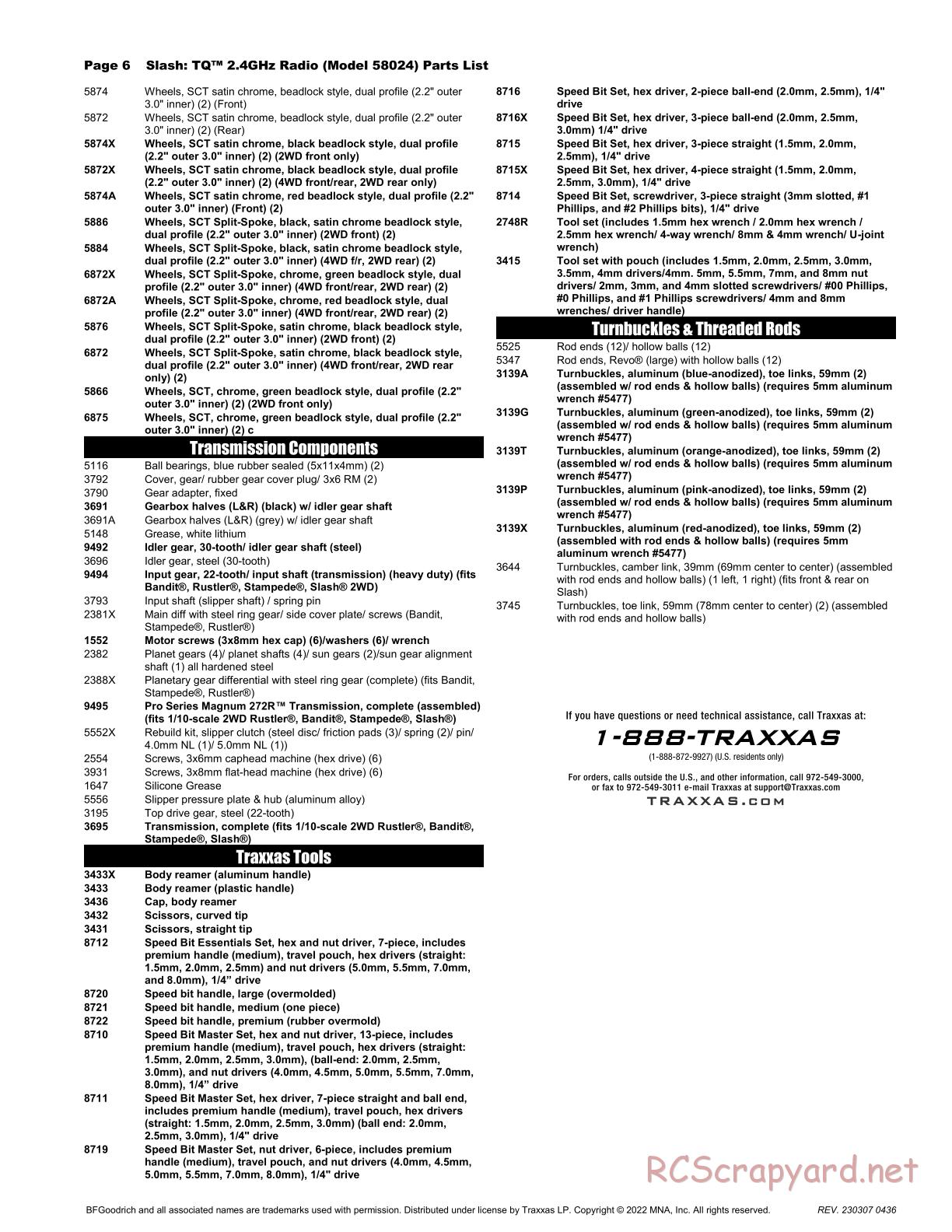 Traxxas - Slash 2WD (2012) - Parts List - Page 6