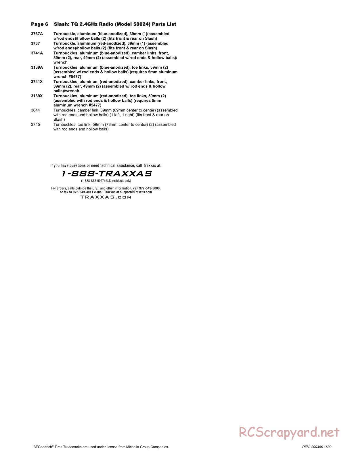 Traxxas - Slash 2WD - Parts List - Page 6