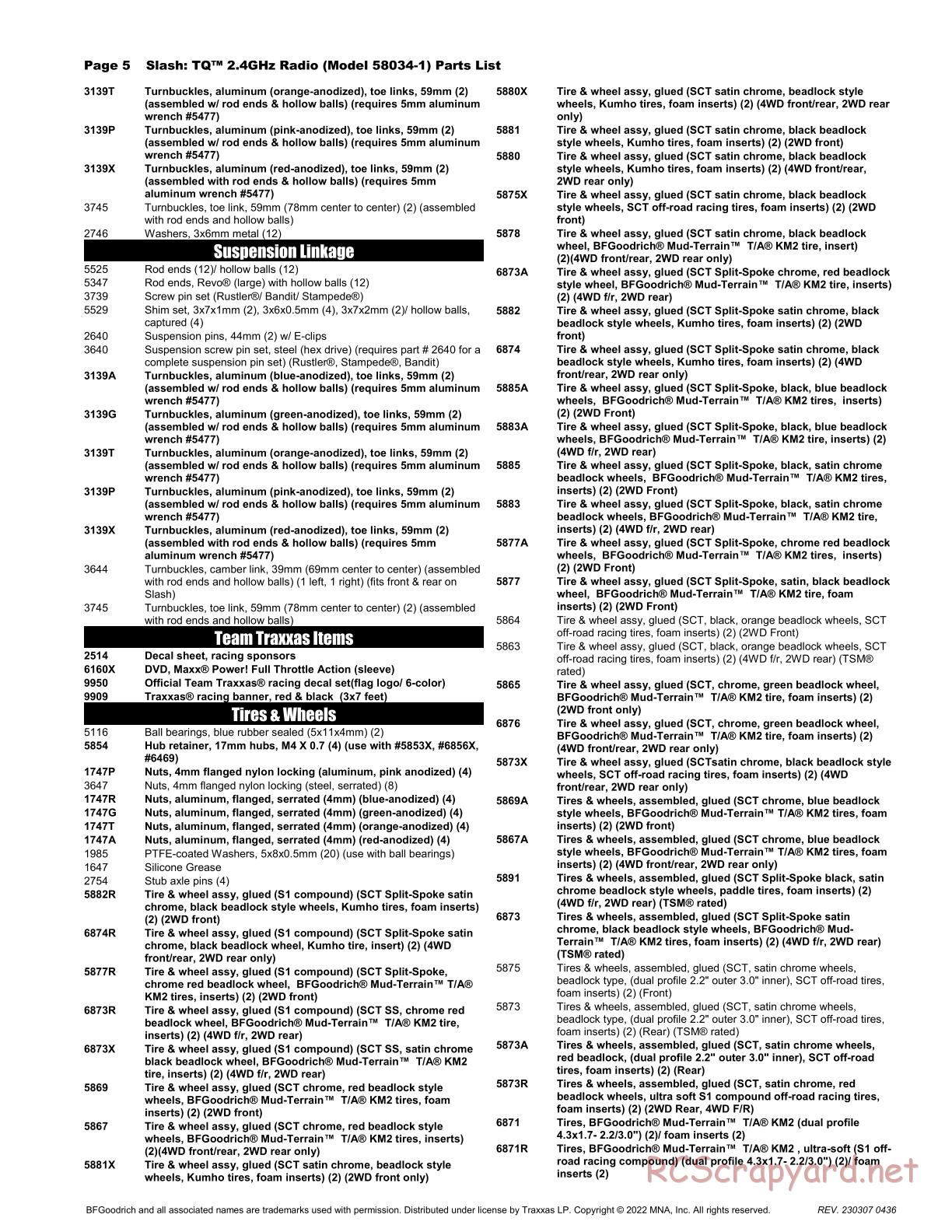 Traxxas - Slash 2WD - Parts List - Page 5