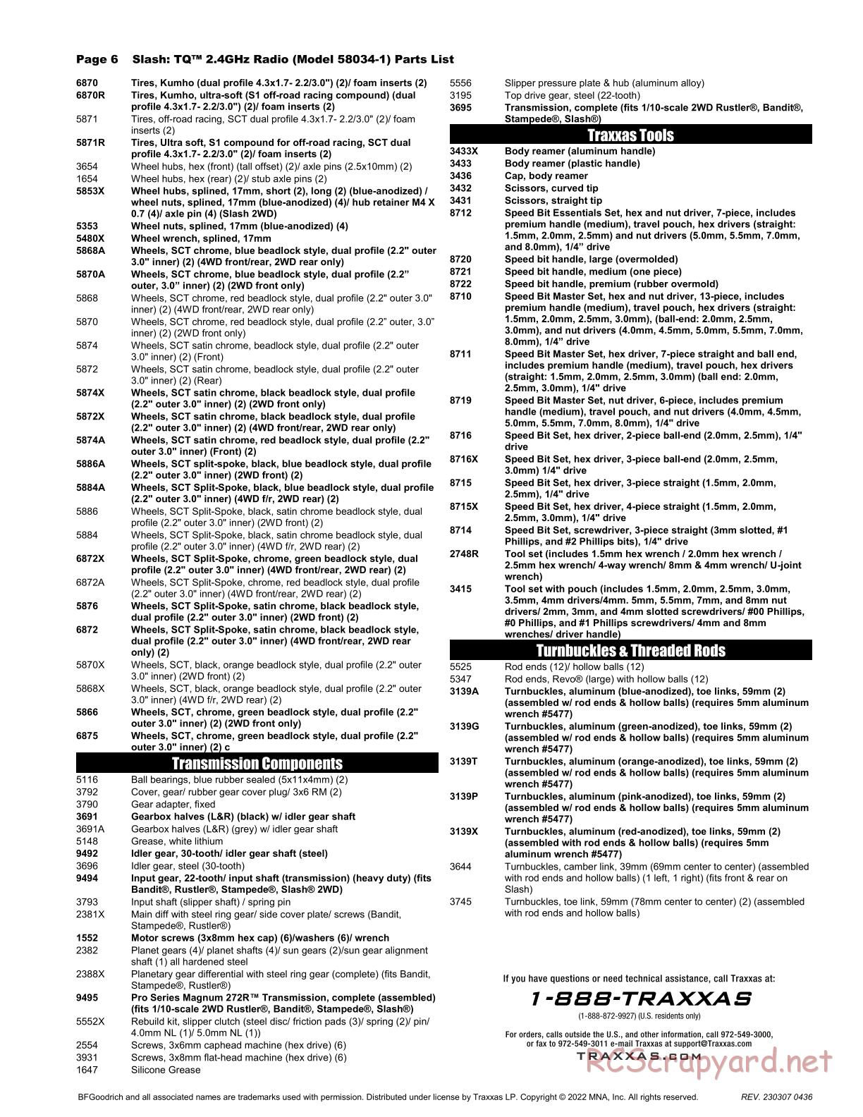 Traxxas - Slash 2WD - Parts List - Page 6