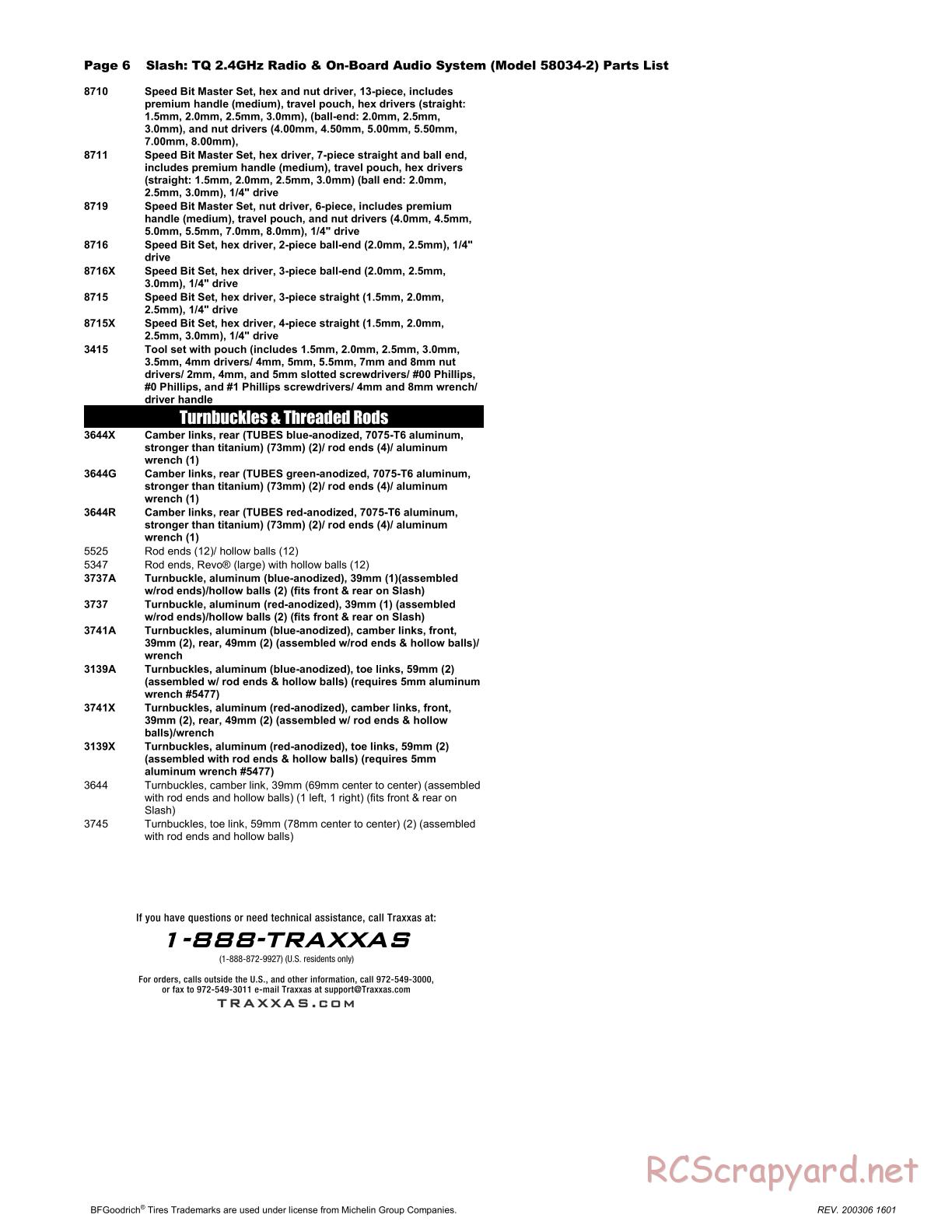 Traxxas - Slash OBA 2WD - Parts List - Page 6