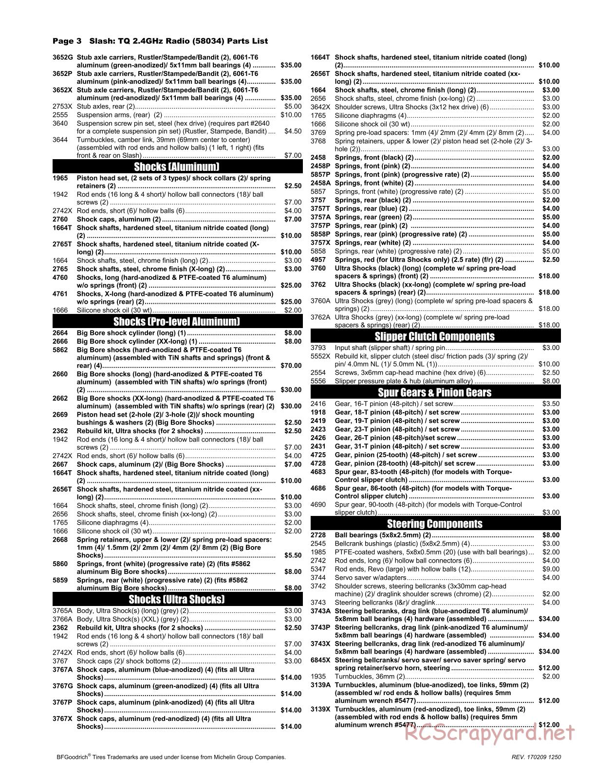 Traxxas - Slash 2WD - Parts List - Page 3