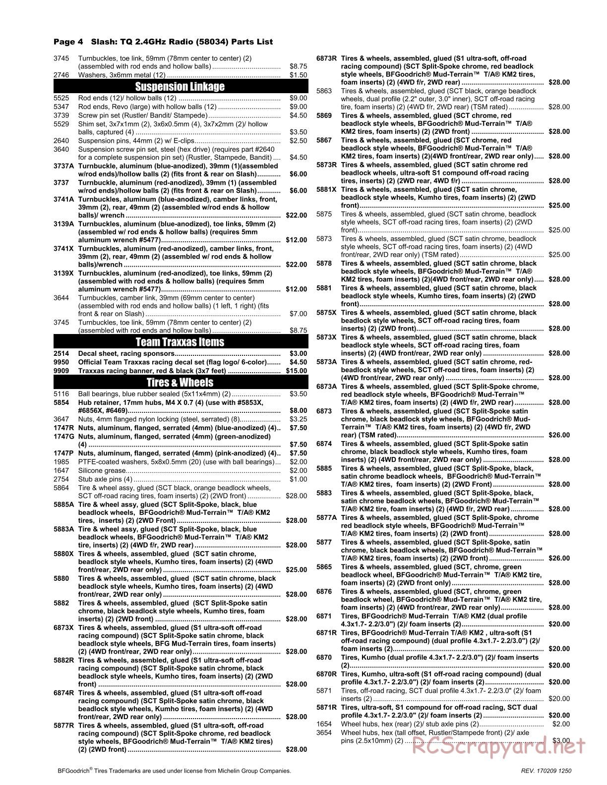 Traxxas - Slash 2WD - Parts List - Page 4